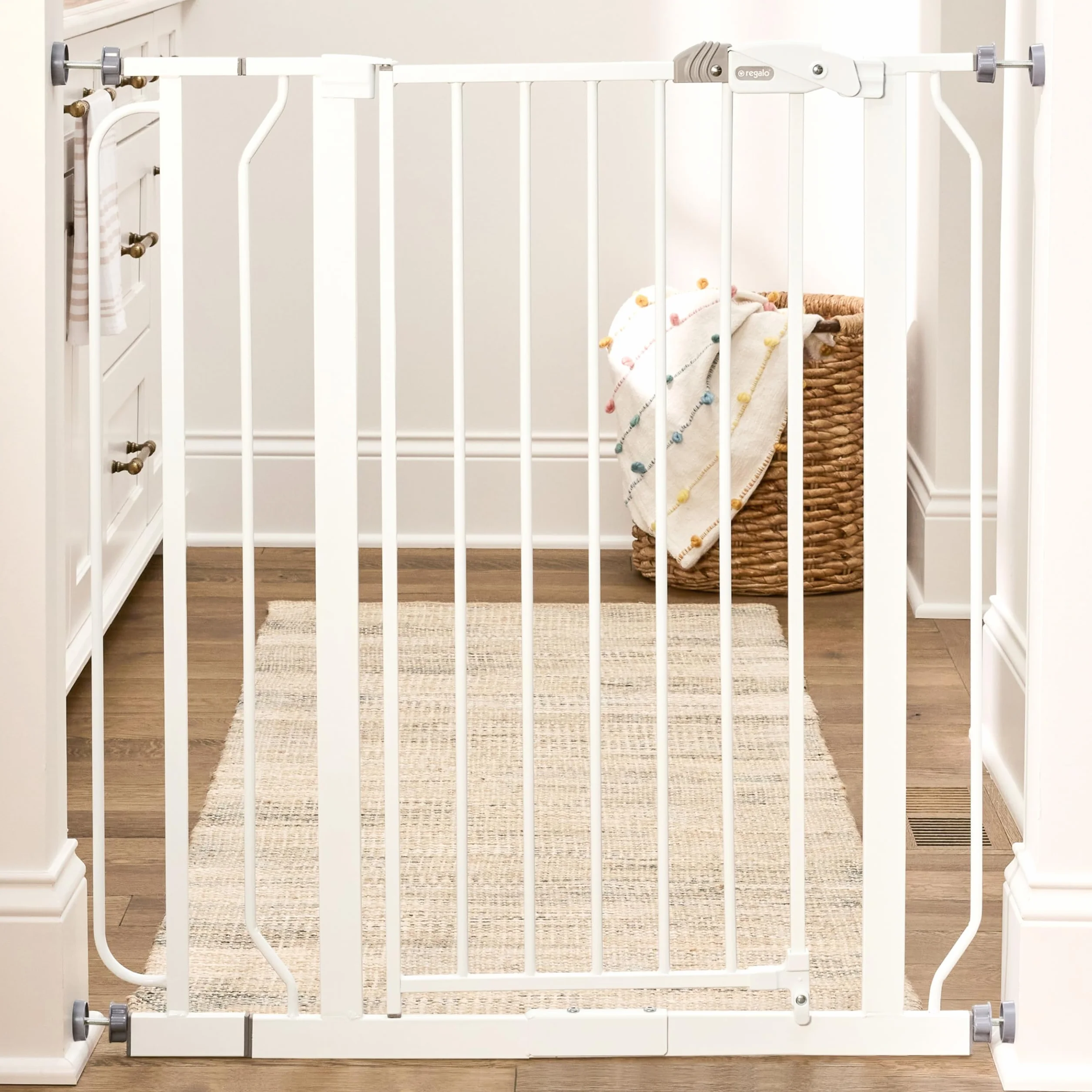 Regalo Safety 91.4cm Extra Tall Baby Gate for Doorways, Fits Openings 73.6-90cm, Pressure Mounted