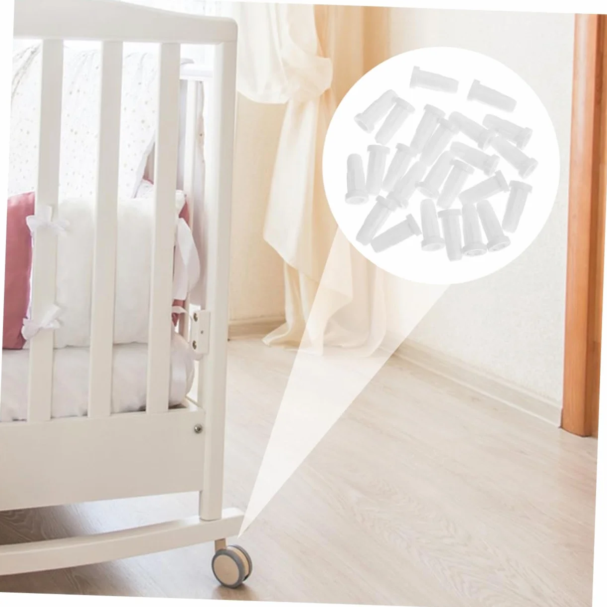 Protections de roulettes pour meubles Lot de 40 pièces en plastique solide, butées silencieuses compatibles lits bébé et rangements