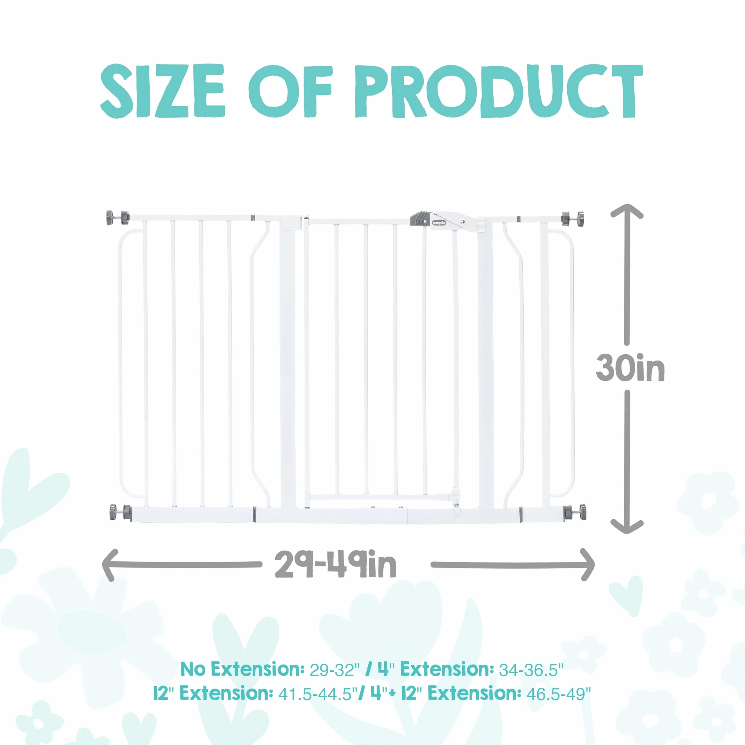 Regalo Safety Extra Wide Baby Gate for Doorways & Stairs, Fits 73.6-122cm, Pressure Mounted, White