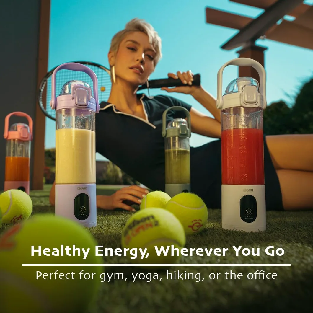 QUIK Mélangeur portable sans fil, 680,4 g, mélangeur personnel pour smoothies et smoothies, sans BPA, broyage de glace, passe au lave-vaisselle, étanche