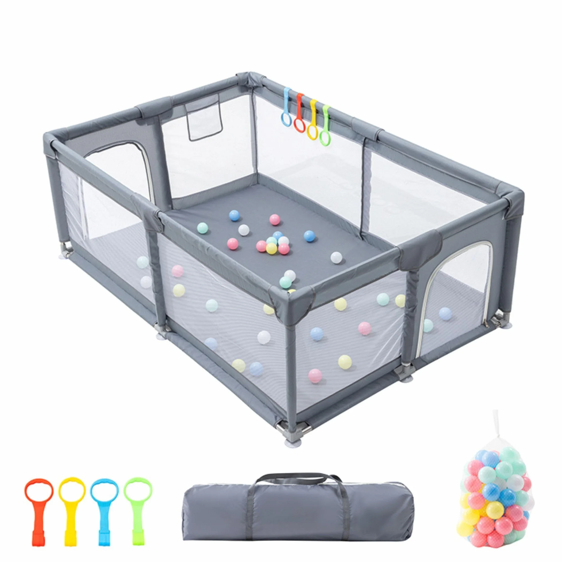 GLOKID Parc Bébé 120x180cm Modulable Grand Parc pour Enfant en Bas Âge avec Sac de Rangement et Crochet