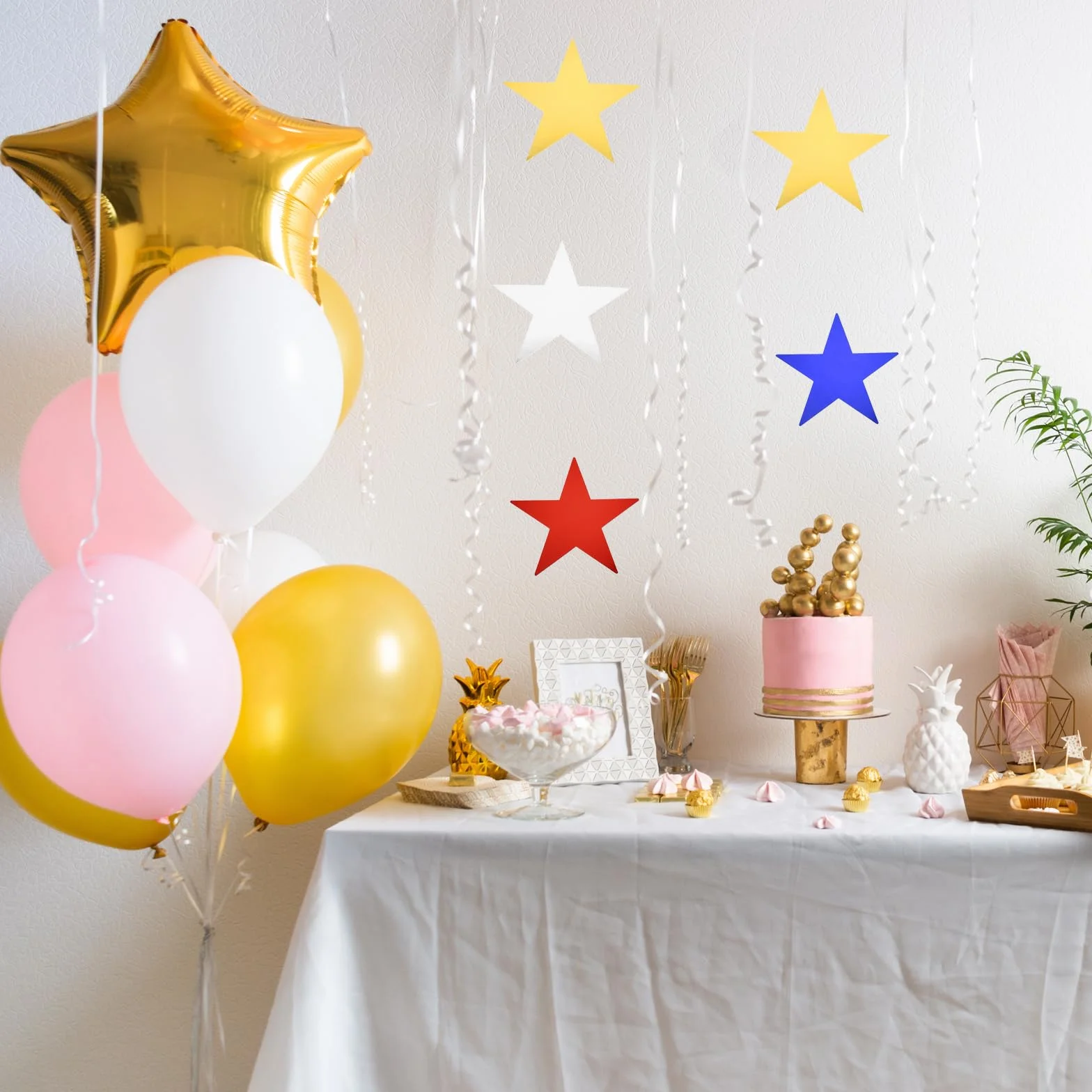QUARKZMAN 36Pcs Doré Pailleté Étoiles Découpées en Papier Imprimé Double 6 Pouce Décoration Murale