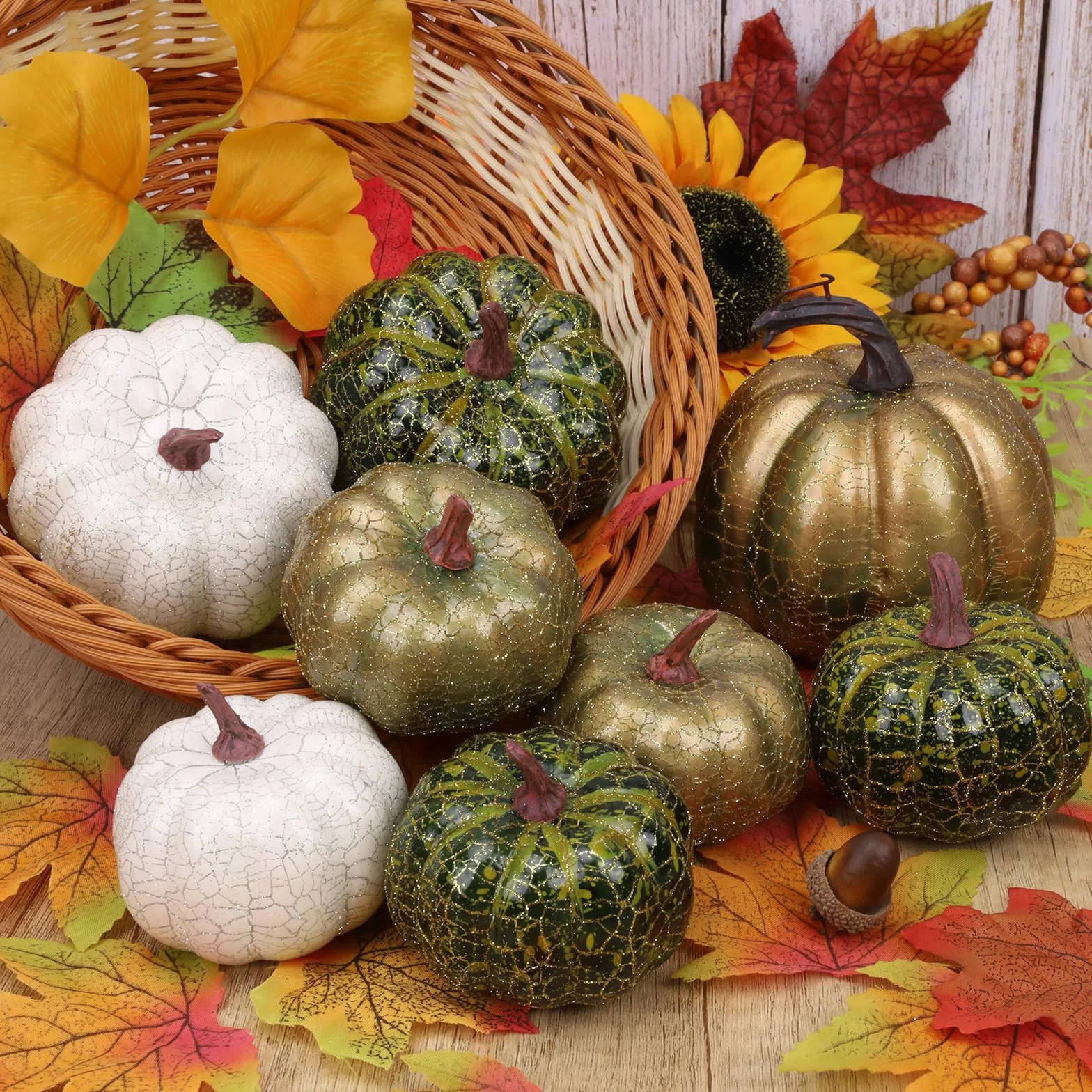 Sztuczne Dynie Mousse Kolekcja Jesienna Dekoracja Halloween 8 Sztuk