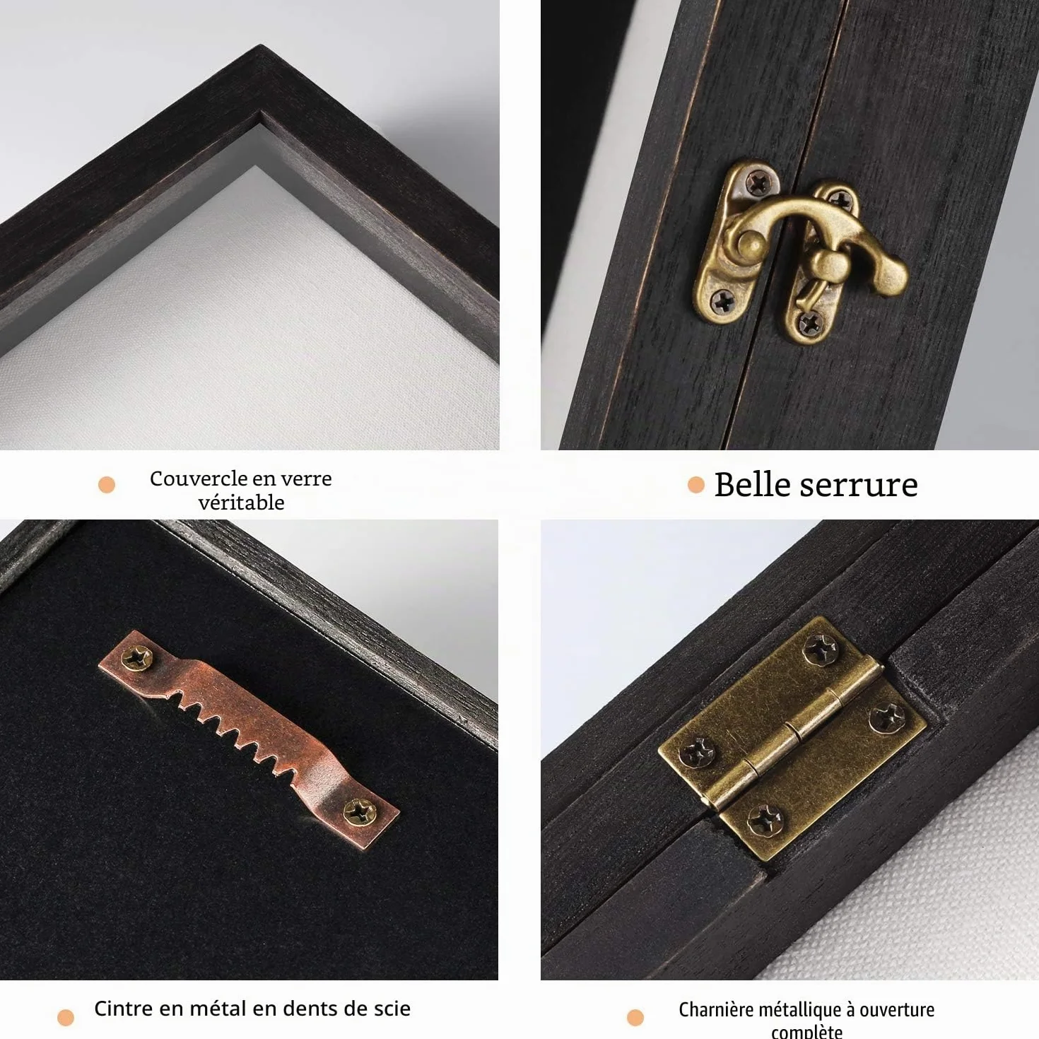 TJ.MOREE Shadowbox Cadre 35 x 28cm Noir Rustique avec Porte Fenêtre en Verre