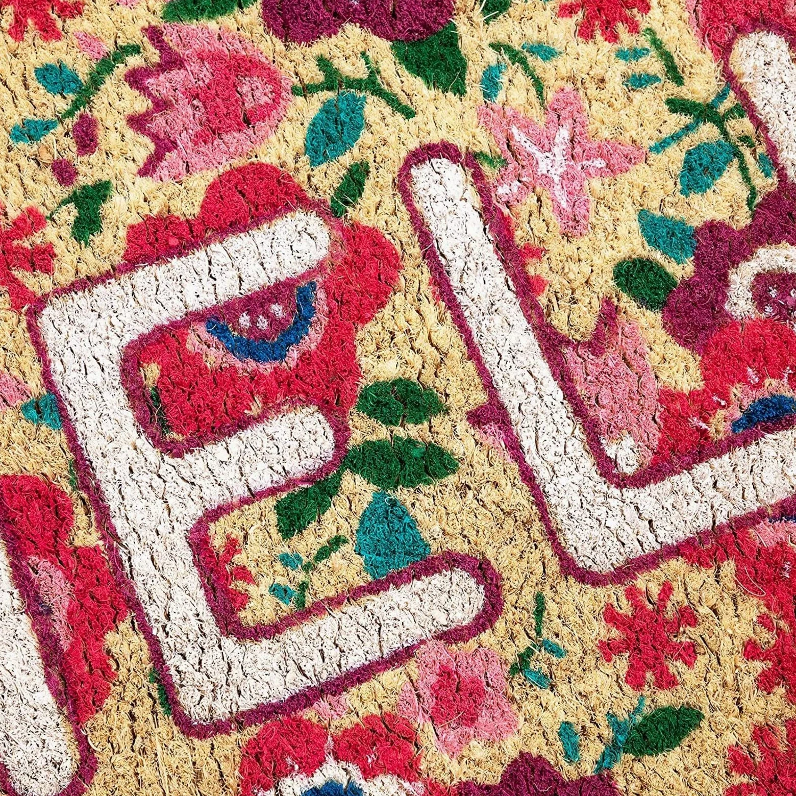 Juvale Paillasson en fibre de coco avec fleurs Motif floral Hello 76,2 x 43,2 cm