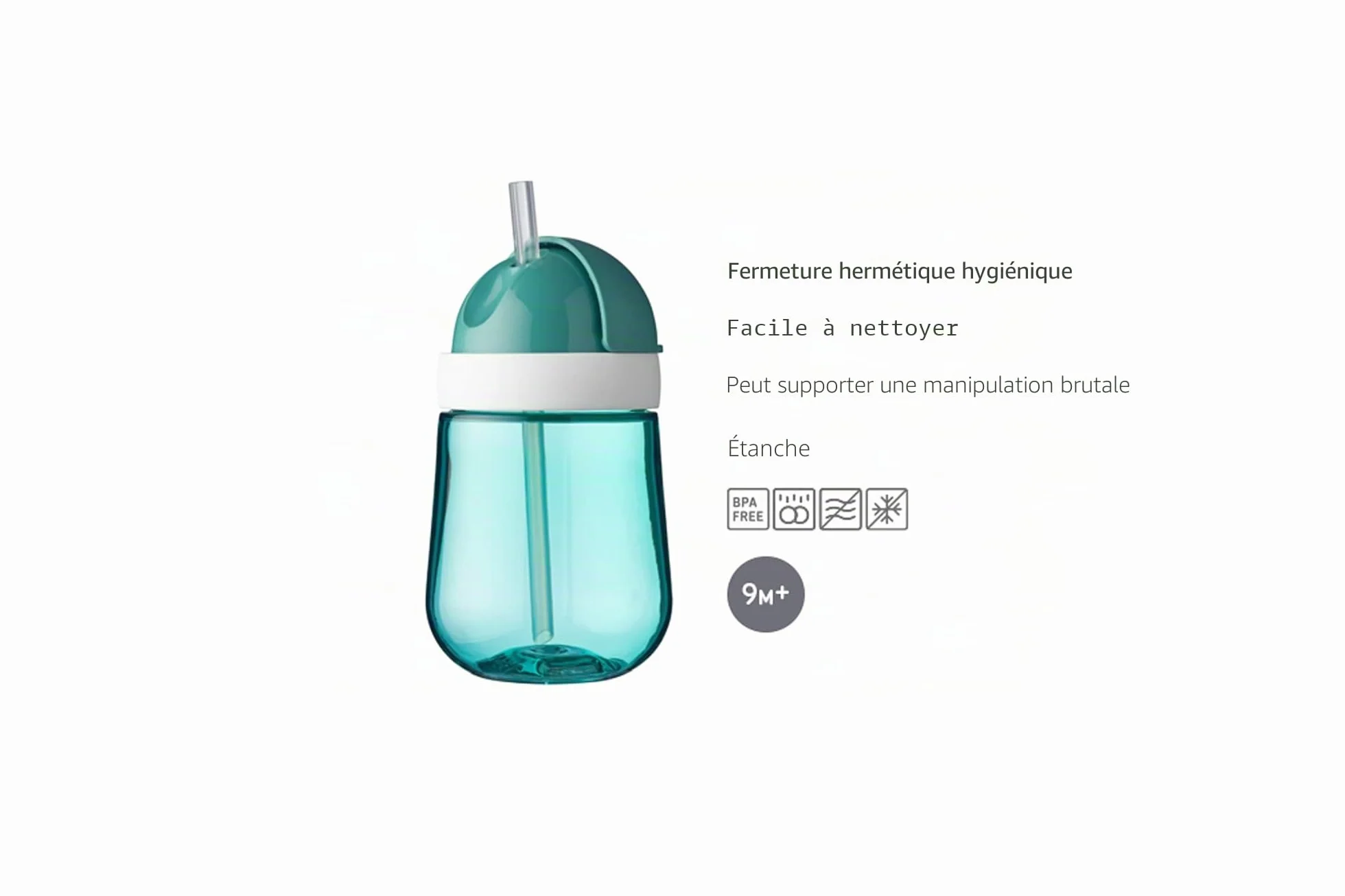 Mepal Gobelet à paille pour bébé Mio 300 ml Biberon tout-petit étanche