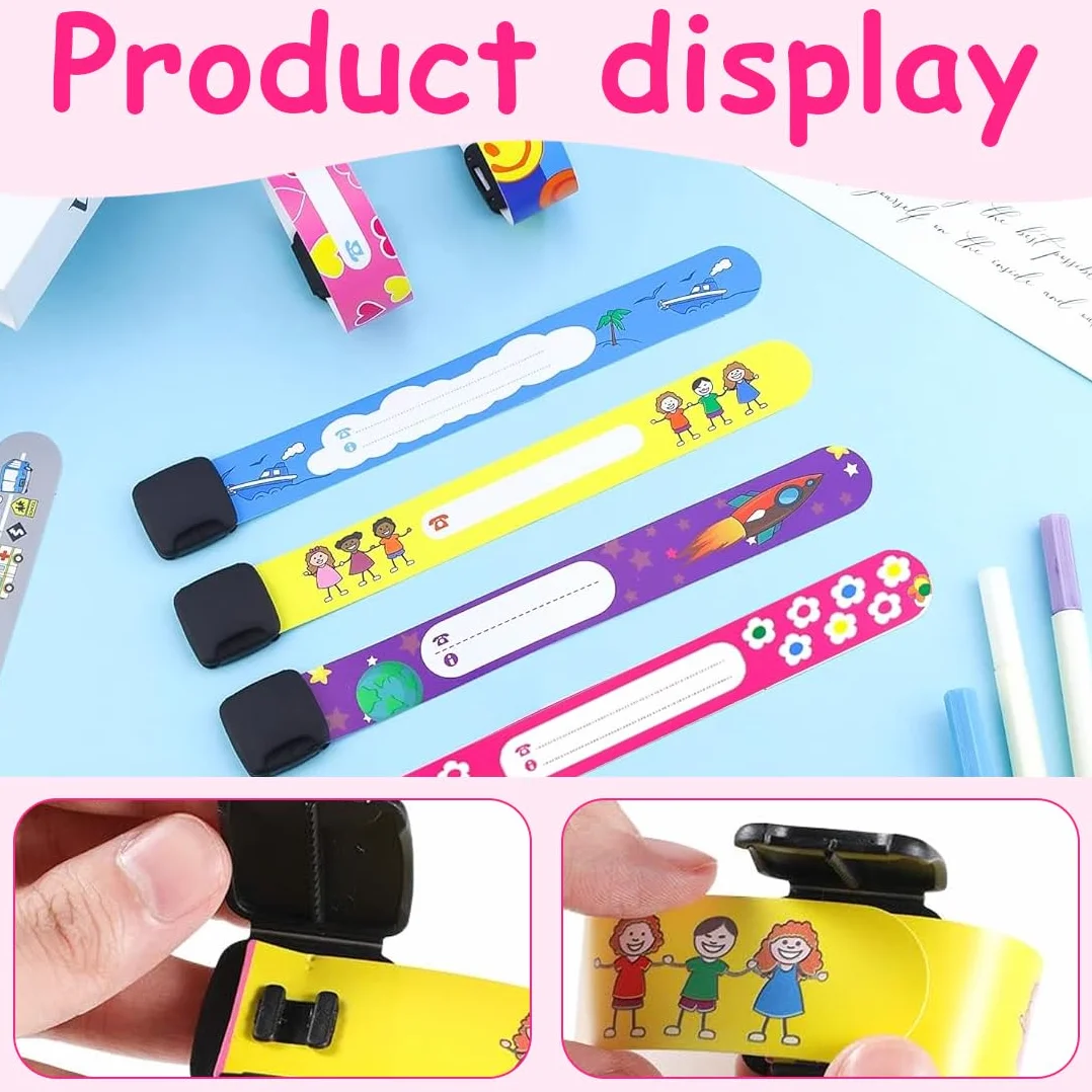 Bracelet Identification Enfant 16 Pack Réutilisable Étanche Bébé Filles Garçons