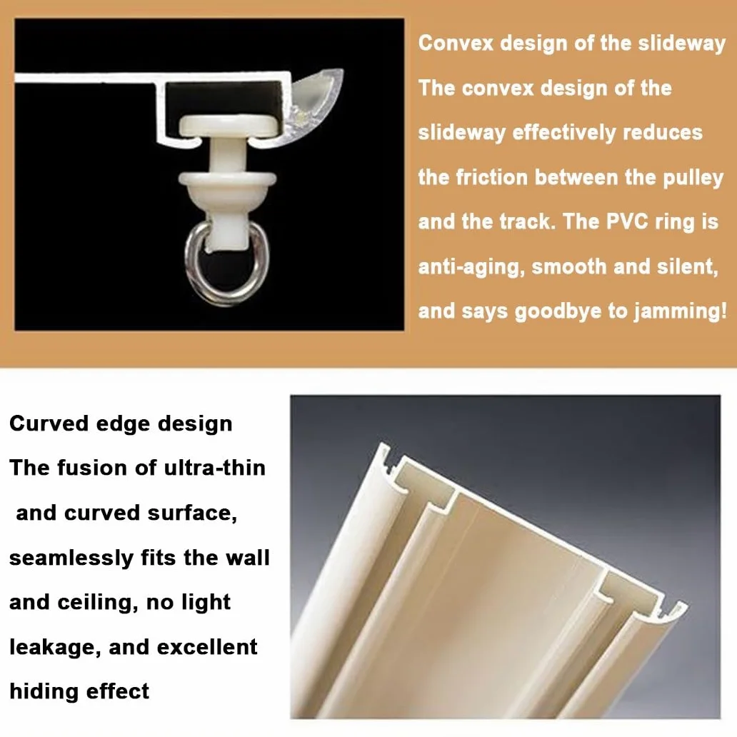 Rail De Rideau Double Pour Fenêtre, Rail Rideaux Plafond Longueur De 50 À 600 Cm, Rail De Plafond En Aluminium Métal Blanc Pour Diviseur De Pièce(110cm/3.6ft)