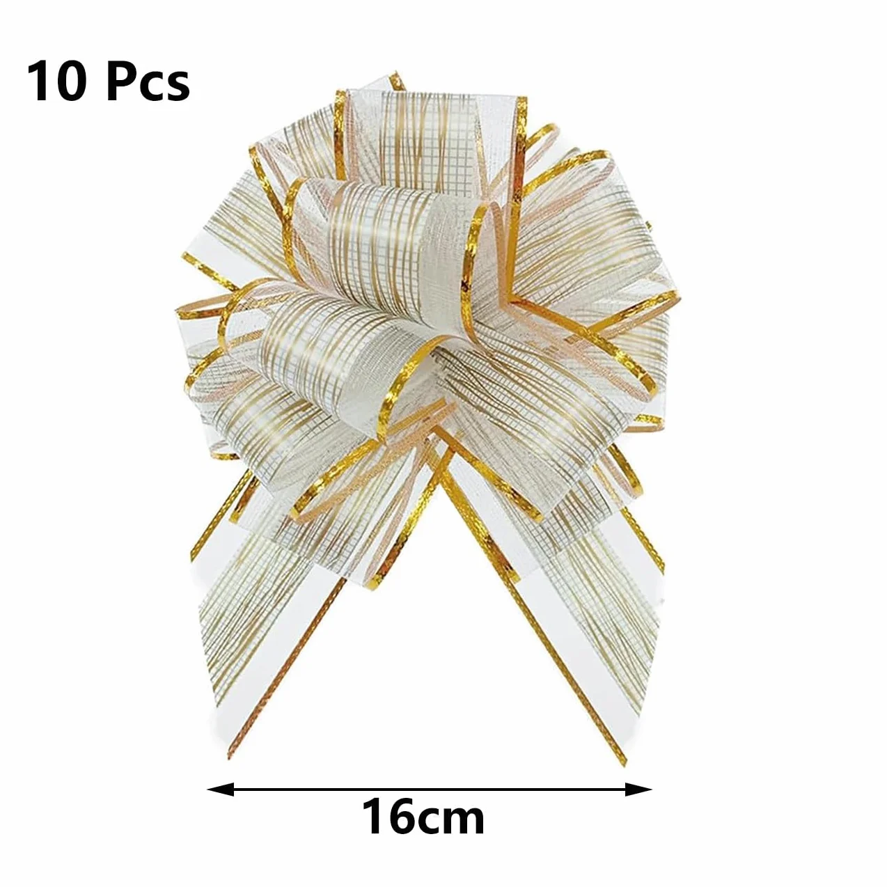 Grands Nœuds à Tirer pour Cadeau 16cm, Organza Nœuds Décoratifs pour Fêtes, Blanc