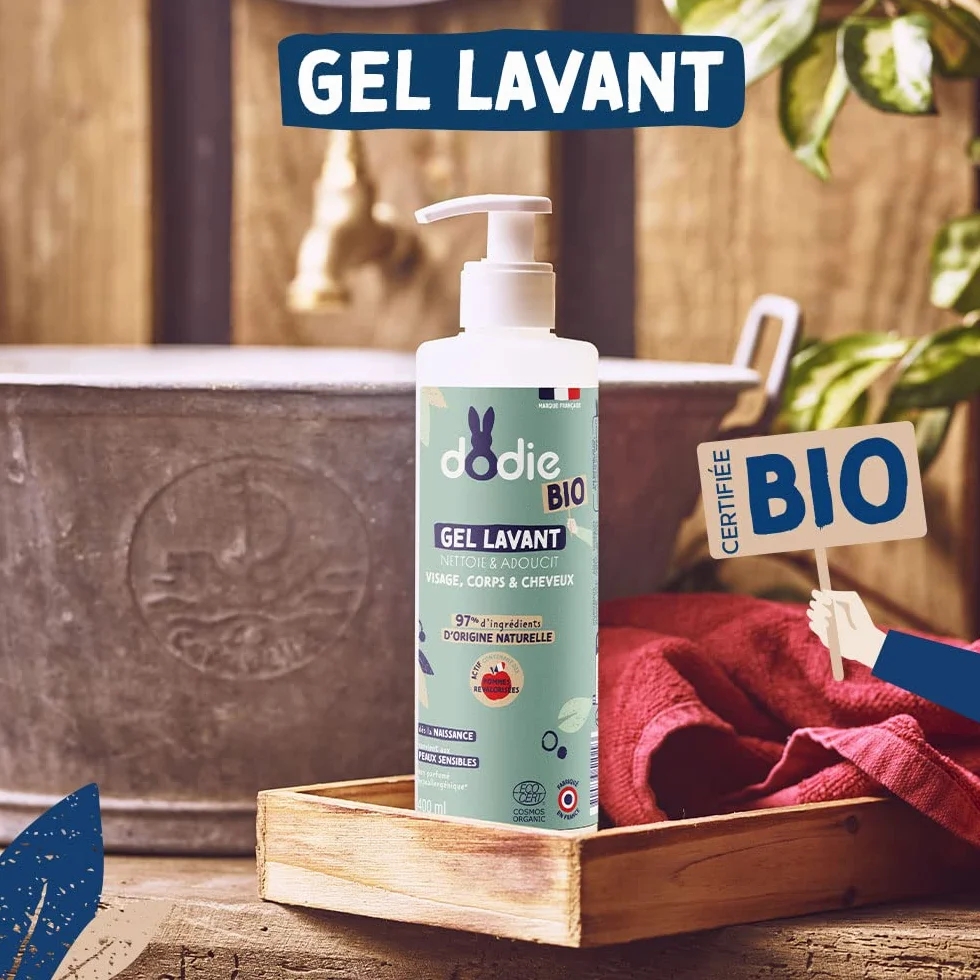 DODIE Gel Lavant Bio visage corps cheveux 400mL