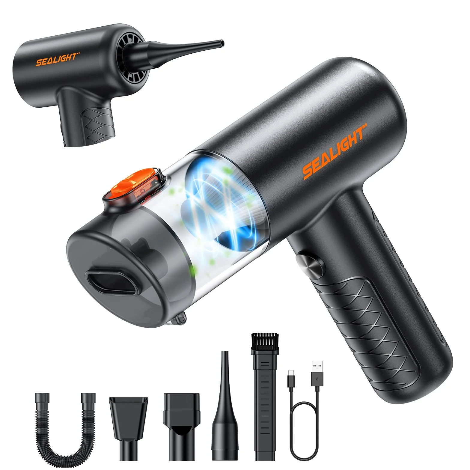 SEALIGHT Aspirateur à Main sans Fil 32000Pa 400000 RPM Moteur Brushless Vidage Automatique 1 Touche