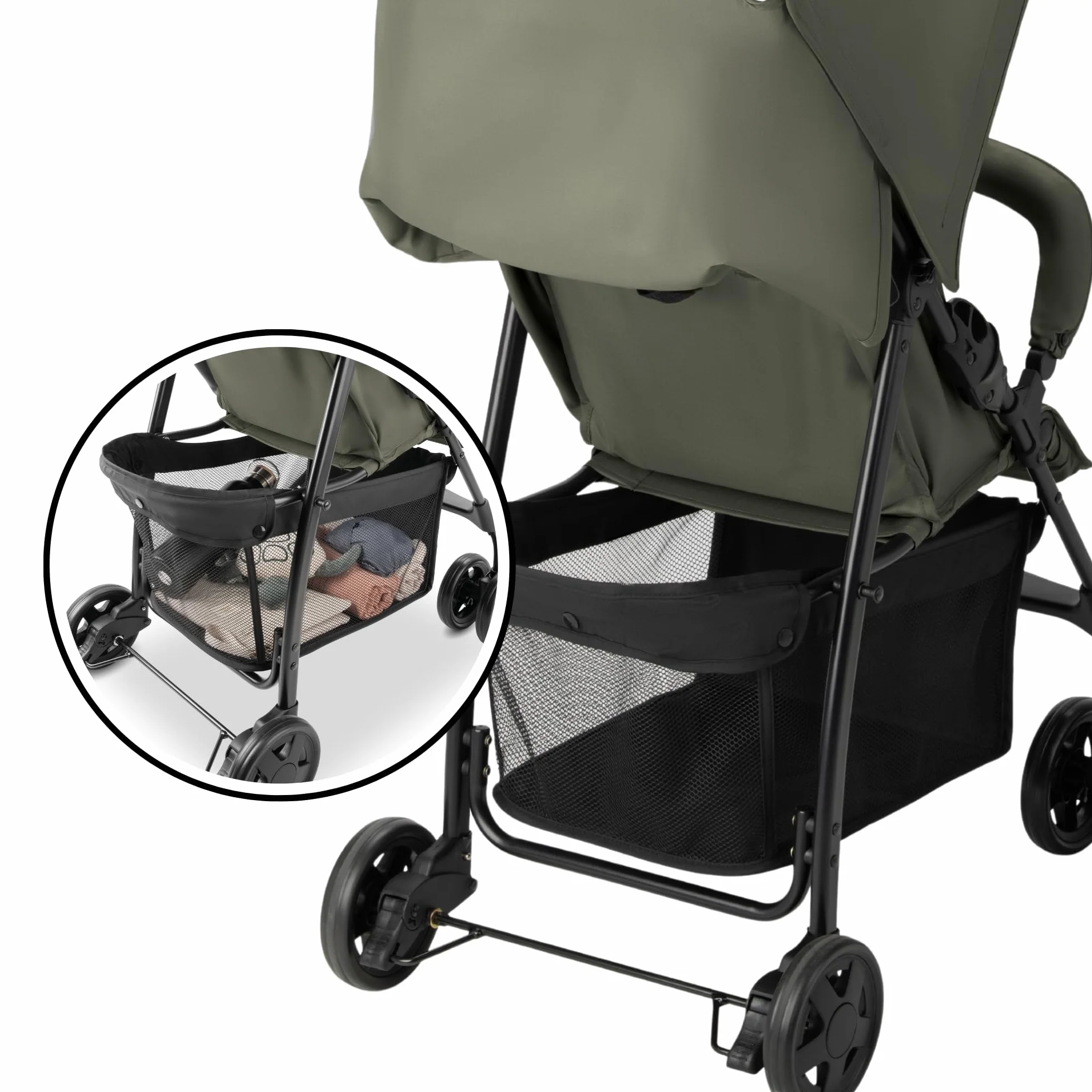 Hauck Poussette Compacte Citadine Sport 5,9 kg Pliable Inclinable 15 kg Capote Pare-Soleil Grand Panier 3 kg Olive
