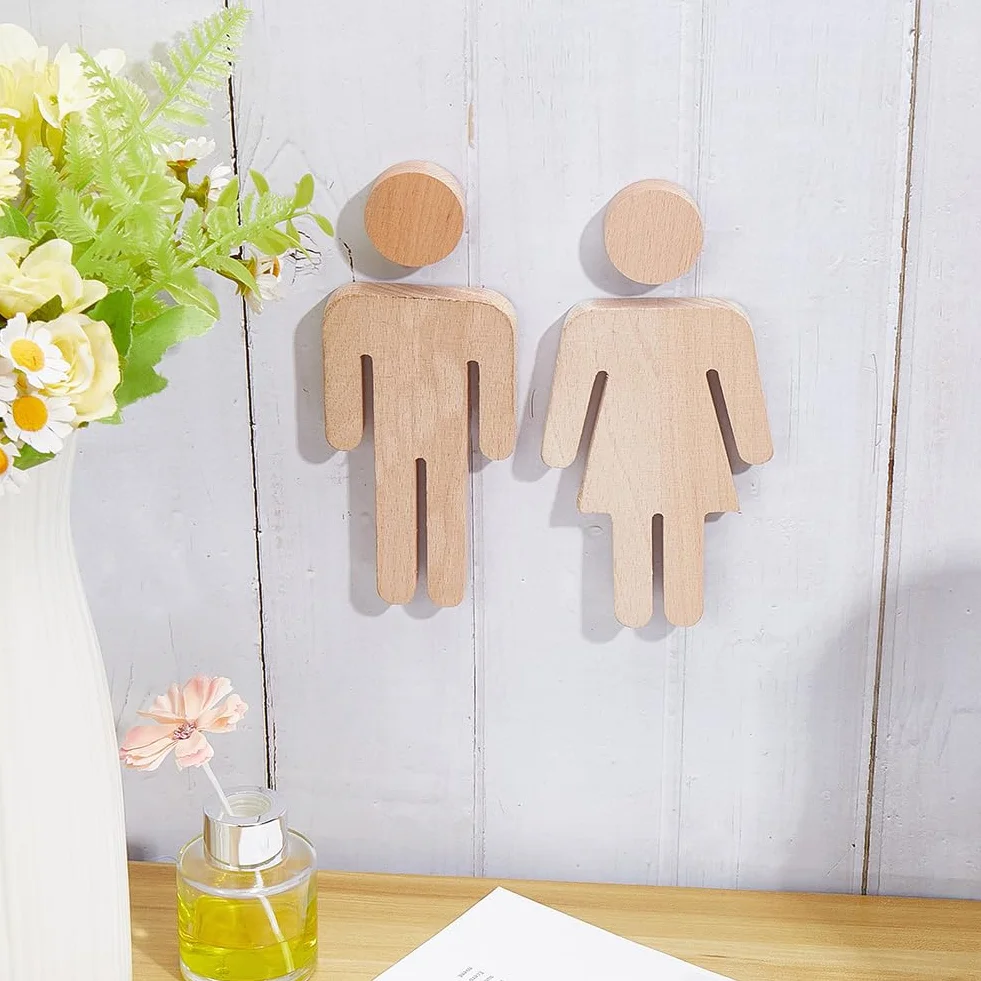 GORGECRAFT Panneaux de Toilette en Bois pour Porte de Salle de Bain, Identification Toilettes Hommes Femmes