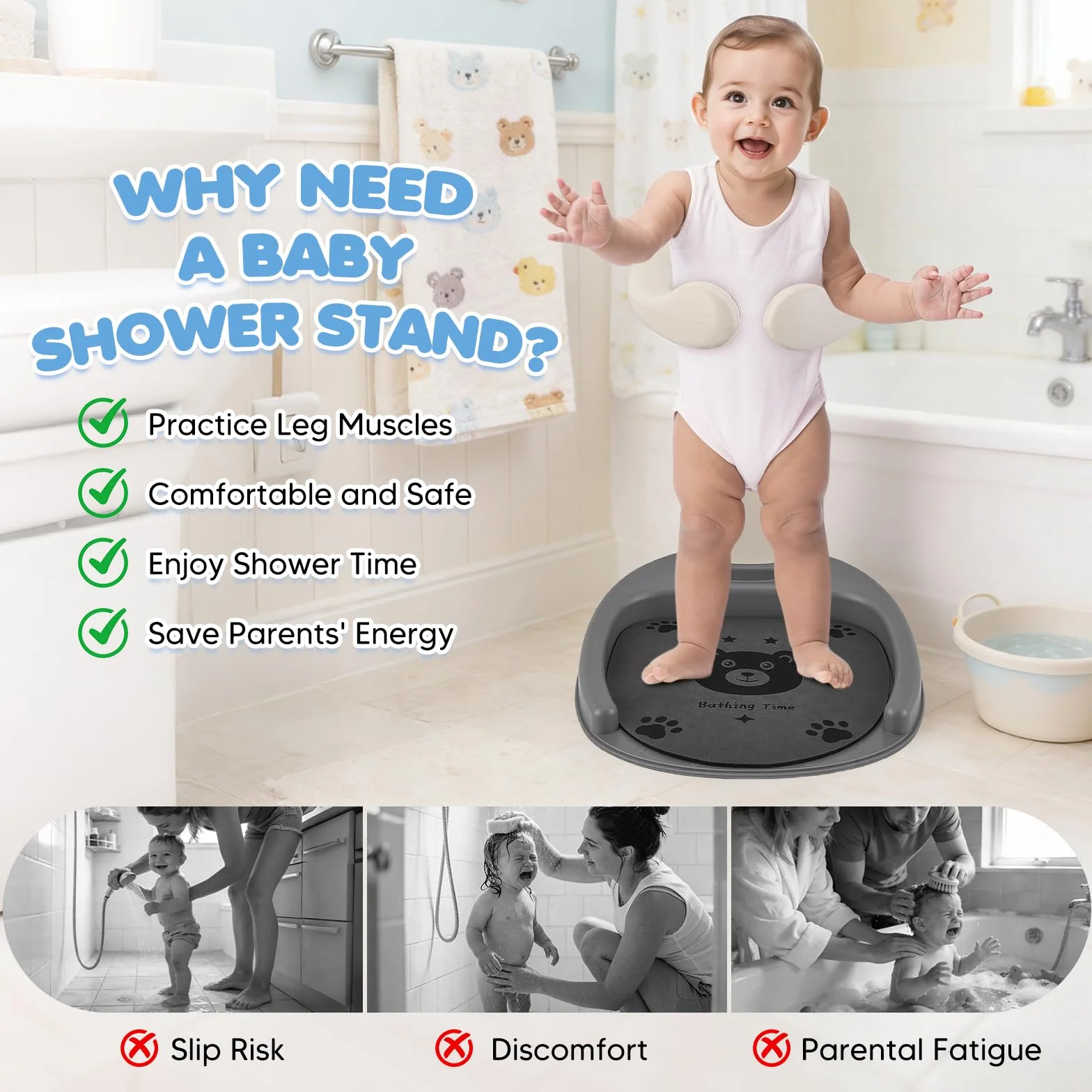 Support de douche pour bébé blanc