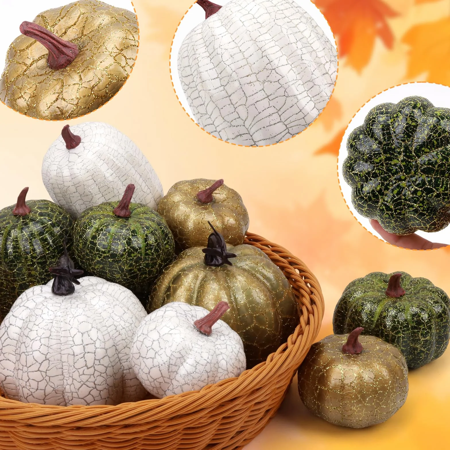 Faux Citrouilles Mousse Simulation Automne Récolter Ferme Cuisine Halloween Décoratif 10 Pcs