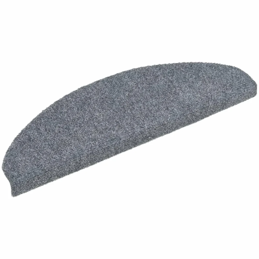 Lot de 5 tapis d'escalier autocollants - 65 x 21 x 4 cm - Gris clair - Semi-circulaires - En polypropylène - Antidérapant - Avec bandes adhésives - Protection d'escalier pour escalier en bois