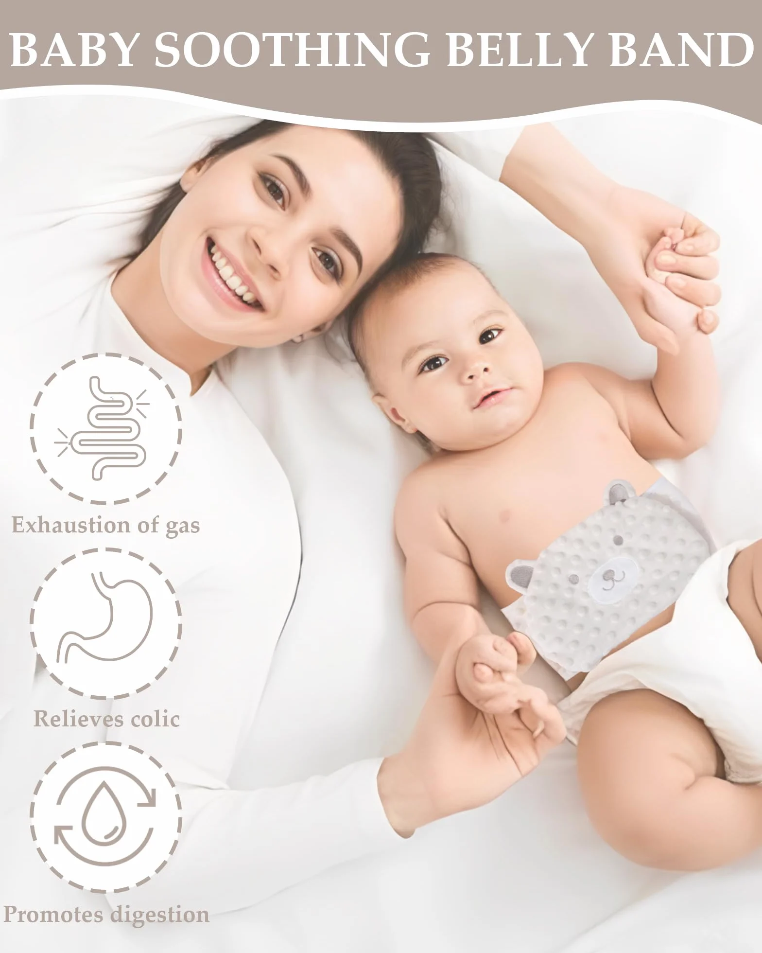 Bouillotte Bébé Anti Colique, Coussin Chauffant Micro Onde, Doublure Haricot Rouge, Velcro Réglable