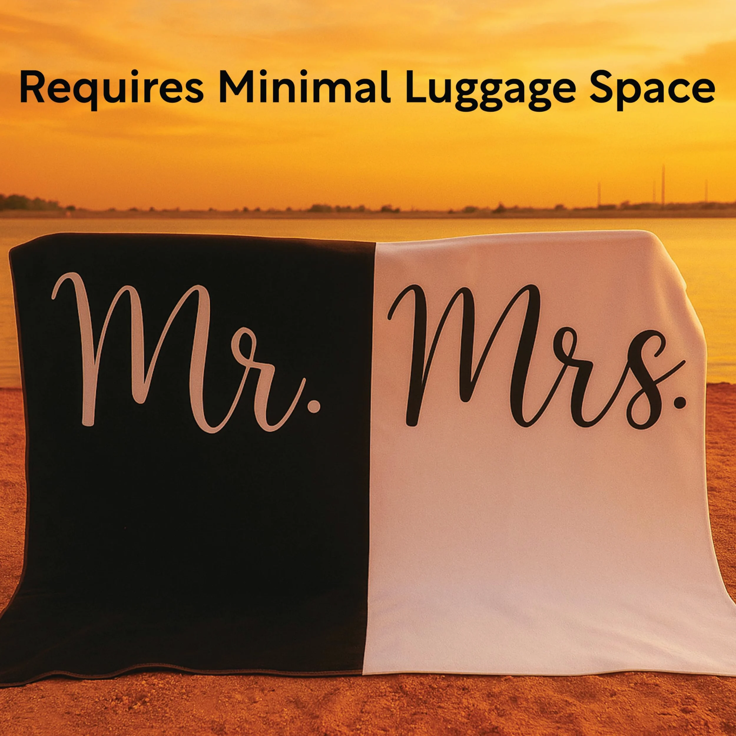 Ethisa Serviette De Plage Mr and Mrs – Serviette De Plage « Just Married » pour Lune De Miel – Cadeau De Mariage pour Couple De Jeunes Mariés – Ensemble De Serviettes À Partager – Microfibre