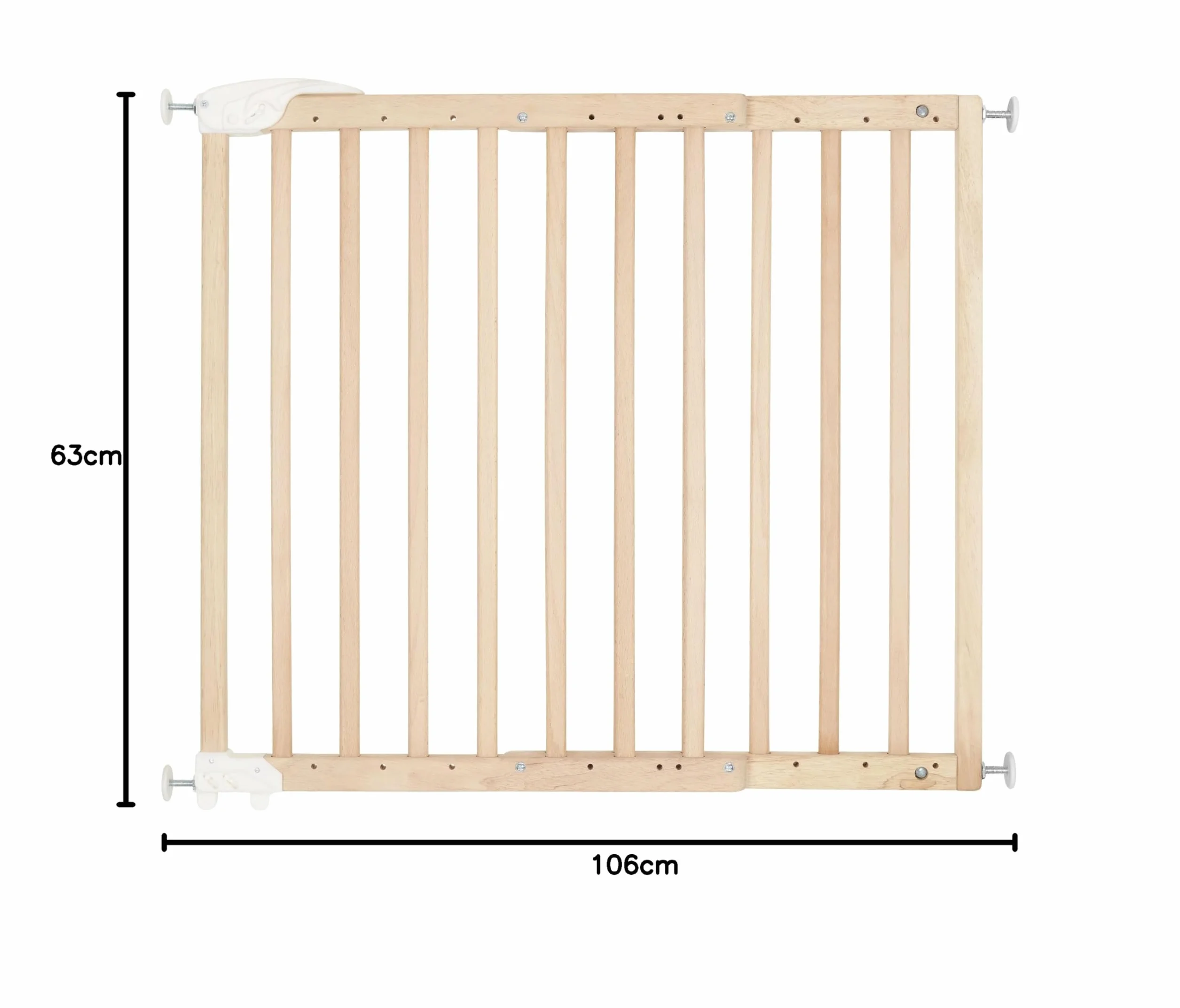 Badabulle Barrière de Sécurité Enfant Bois Deco Pop Extensible 63-106cm Fixation Vis Naturel
