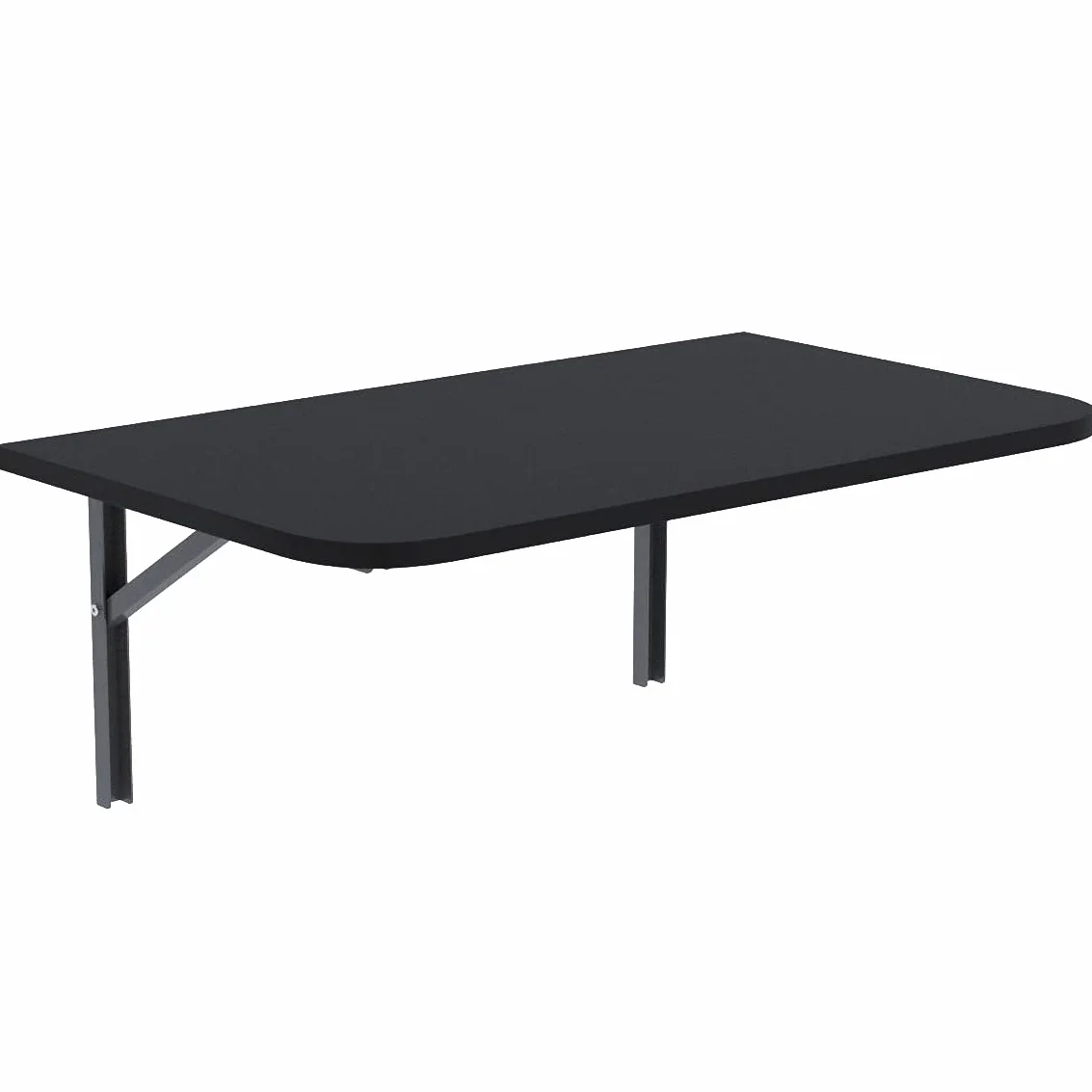 mikon AKKE Table Murale Rabattable avec Coins Arrondis - Table Pliante Gain de Place 18mm - Cuisine Bureau et Chambre d'enfant - Plateau Robuste avec Bordure PVC 2mm 100x40 cm Noir