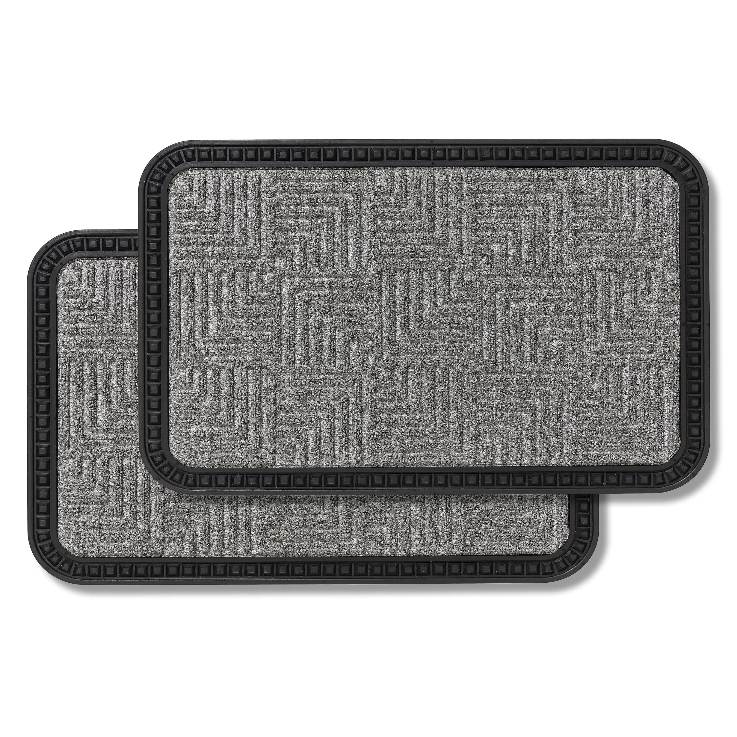 Carpido Paillasson Extérieur & Intérieur - Set de 2 50x80 cm - Argent Motif - Tapis de Porte antidérapant - Tapis de propreté résistant - extérieur Marches