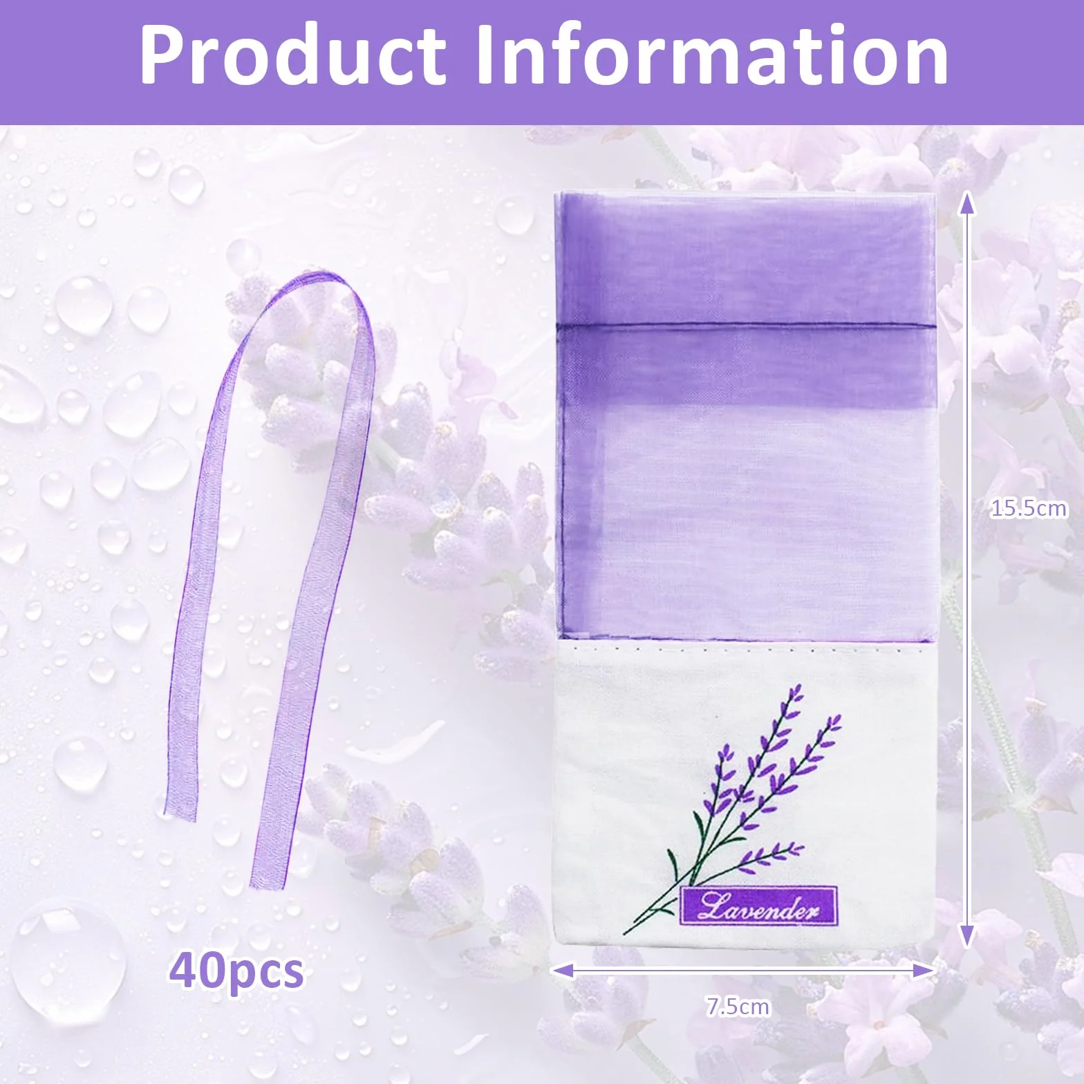 Sacs De Sachet De Lavande Vide 40 Pcs avec Cordon De Serrage Violet Pâle