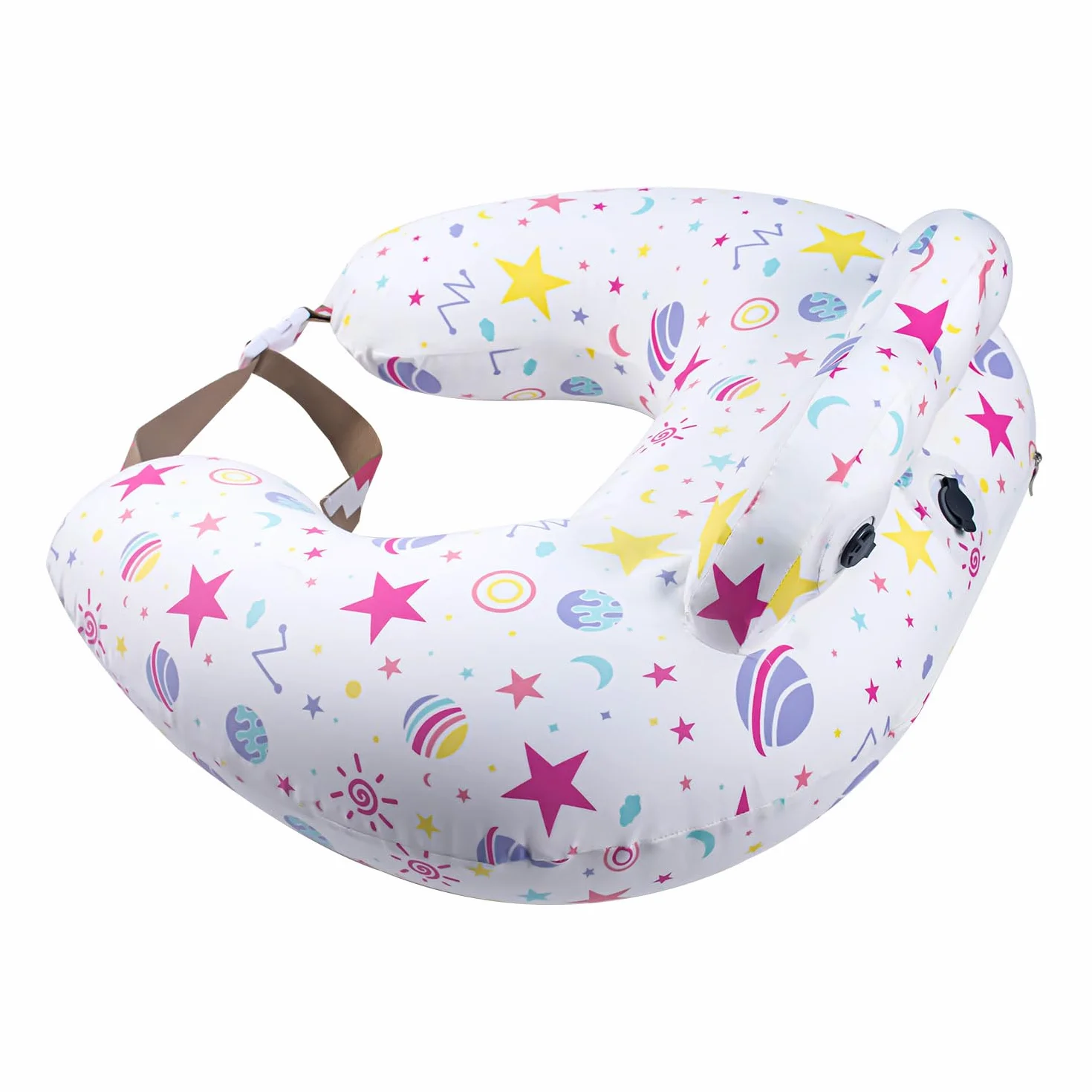 Coussin d'allaitement gonflable de voyage avec ceinture réglable et housse amovible en coton