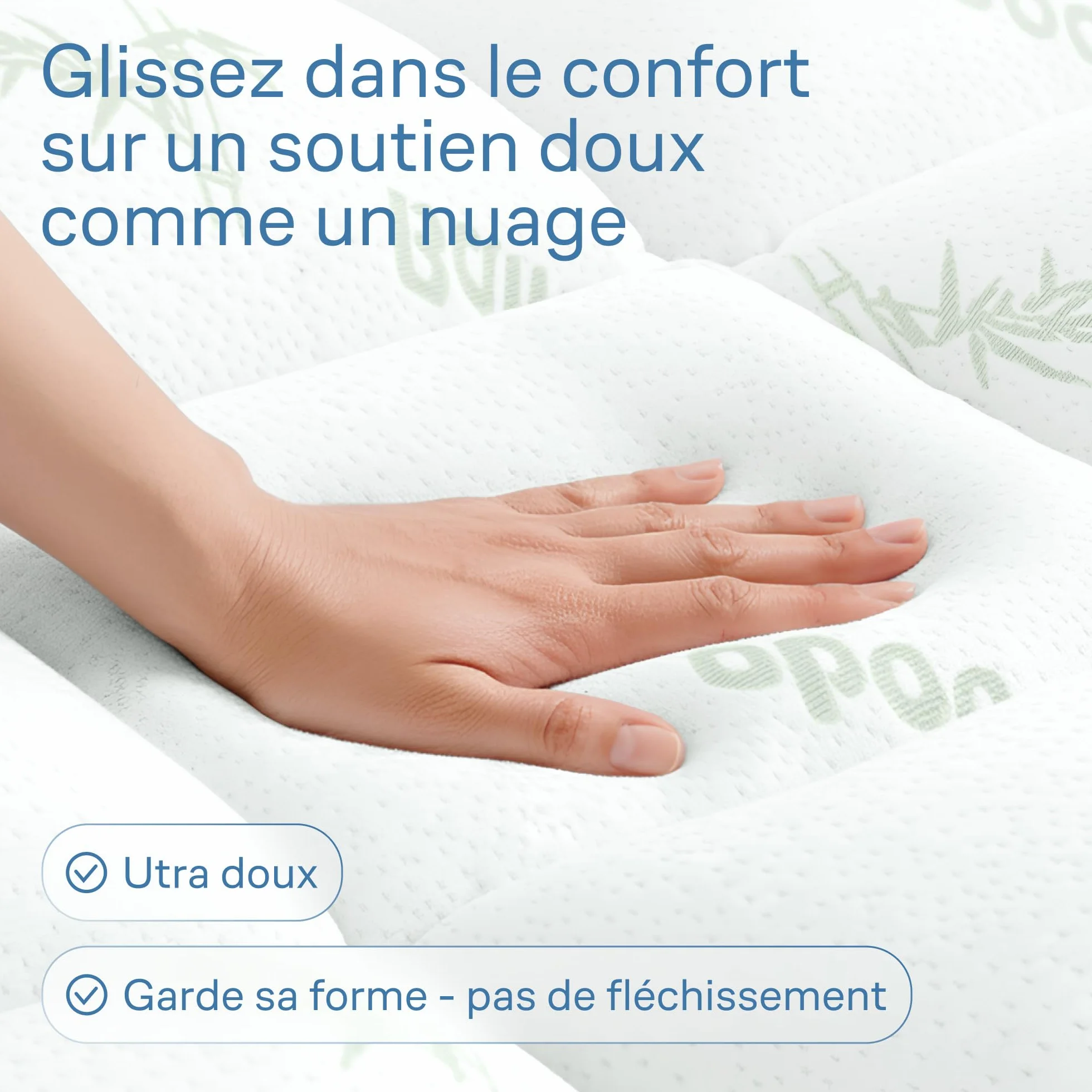 Protège-Matelas Ultra-Doux en Viscose de Bambou 140x190 cm Respirant Rafraîchissant Poches Profondes