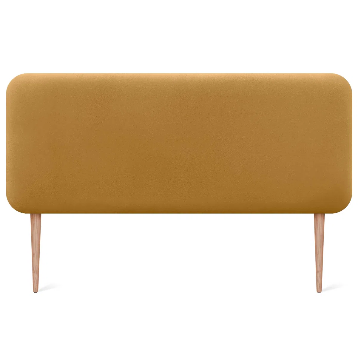 DHOME Tête de Lit Capitonnée Unie Arrondie en Velours avec Pieds pour Mur Têtes de Lit Acoustiques Absorbantes pour Lit et Chambre (Moutarde, 150cm)