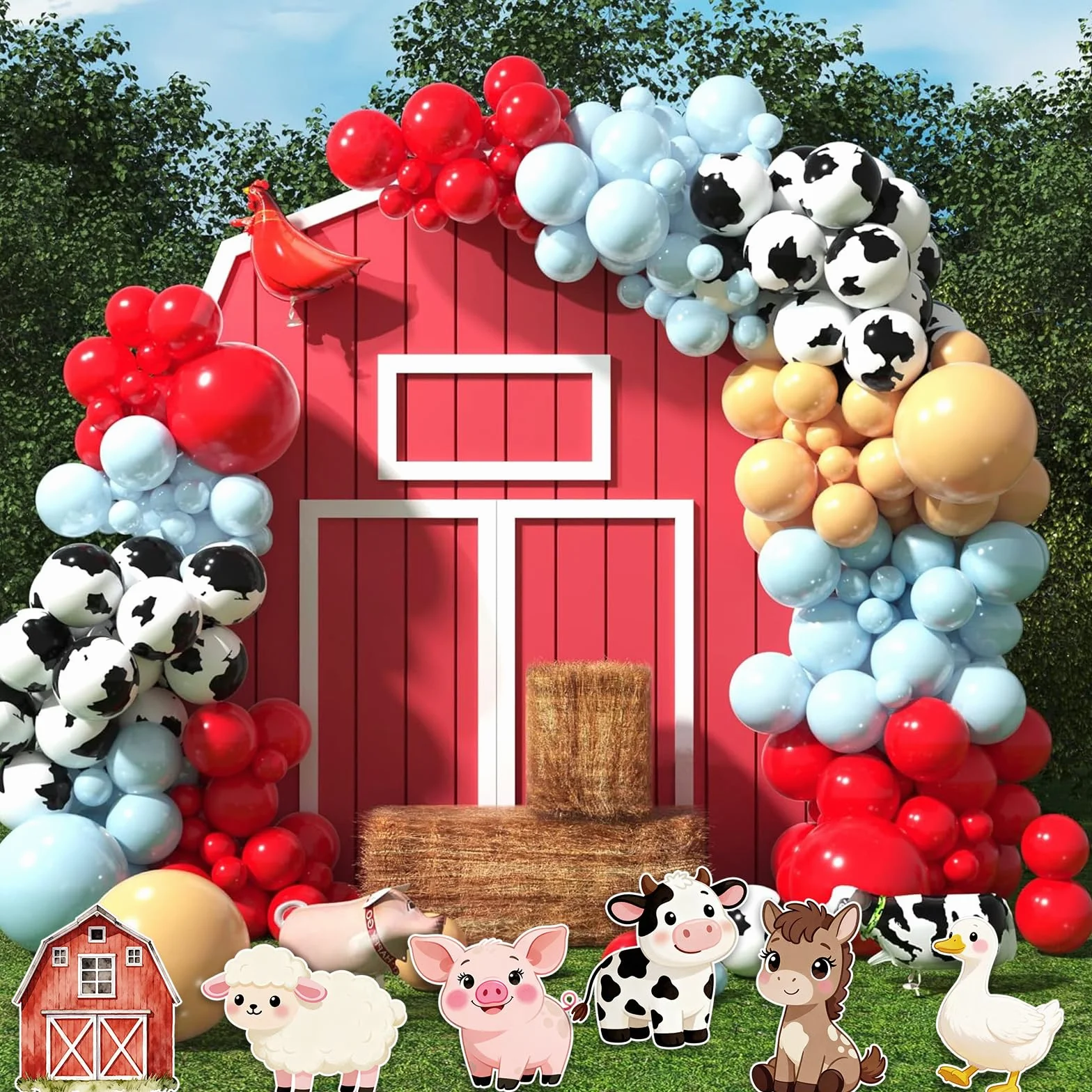 Silhouettes d'animaux de la Ferme en Papier Grand Format Lot de 6 avec Support