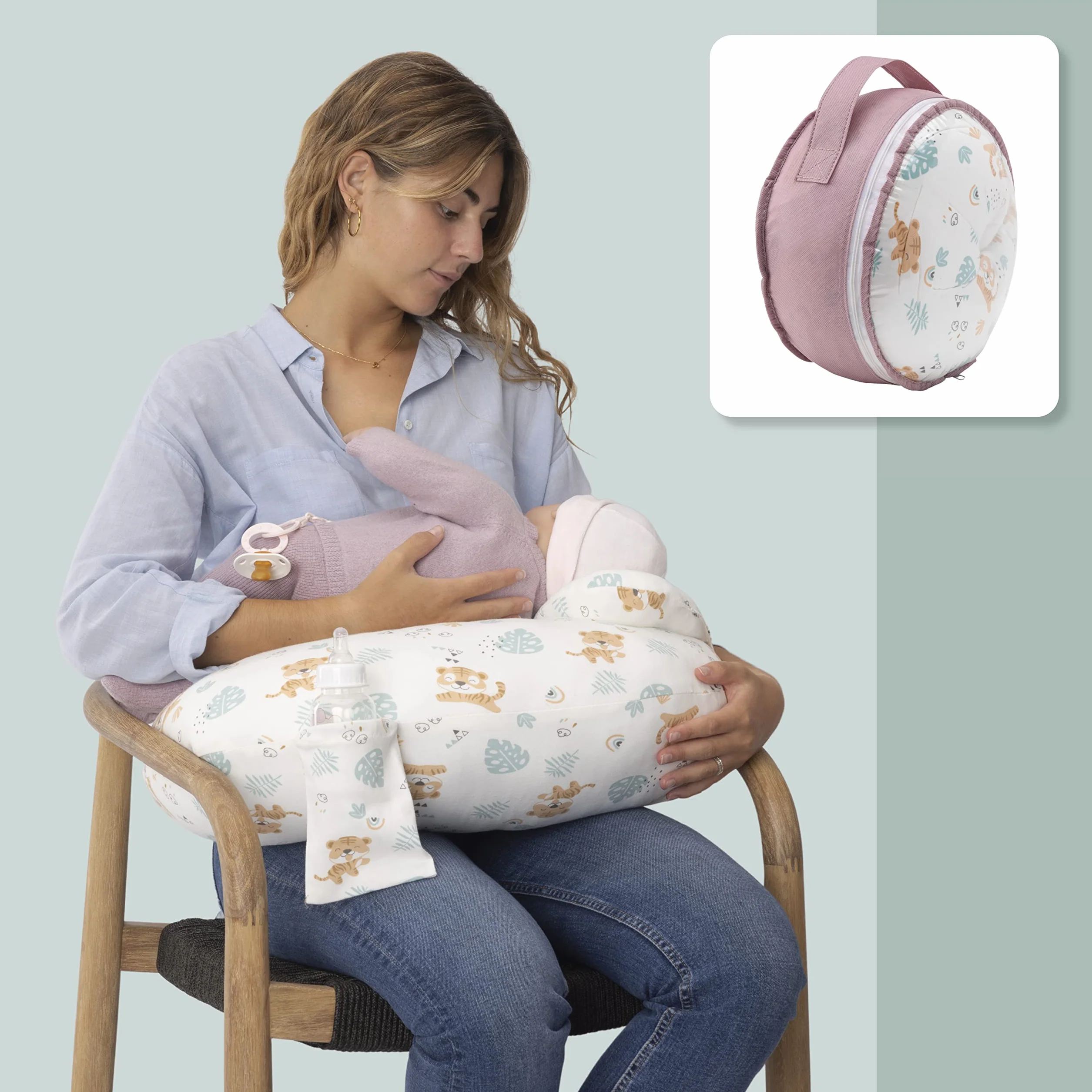 Coussin d'allaitement Ergonomique Anti-Reflux 45° avec Ceinture Ajustable et Housse 100% Coton Lavable