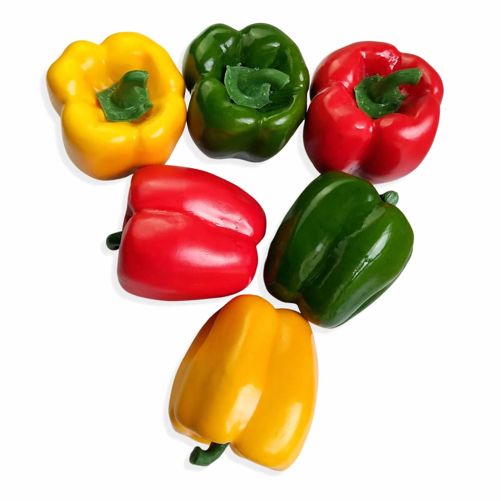 Lorigun Poivrons Artificiels 6Pcs Rouge Vert Jaune Légumes Décoratifs en Mousse