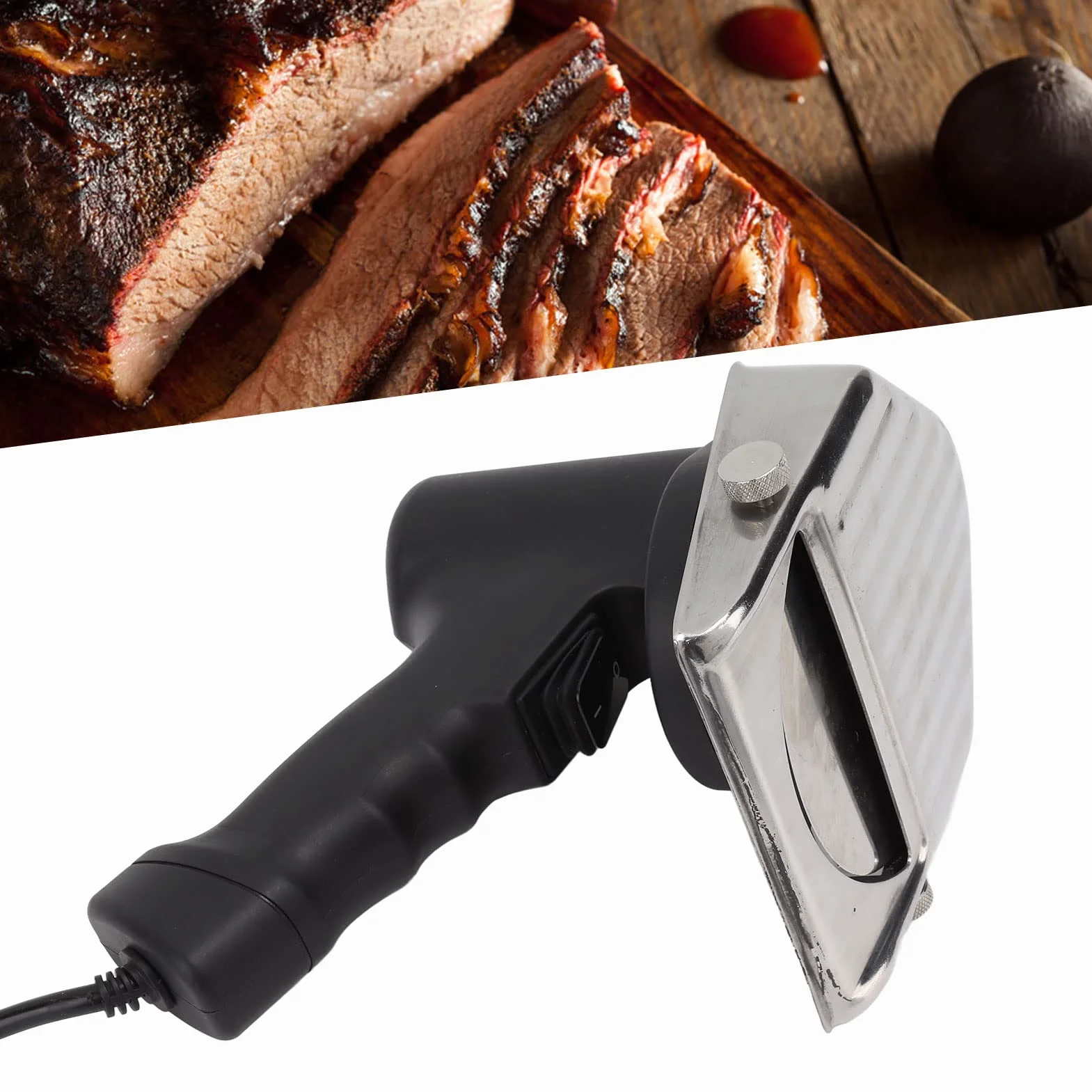 Topyond Couteau à Kebab électrique 80W, épaisseur Réglable, 110-220V