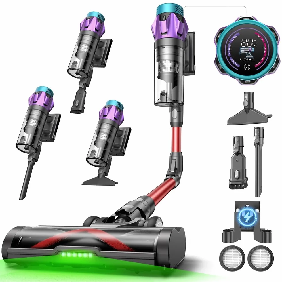 Ultenic U18 Pro Aspirateur Balai sans Fil 55kPa 80min HEPA H13 Poils d'animaux