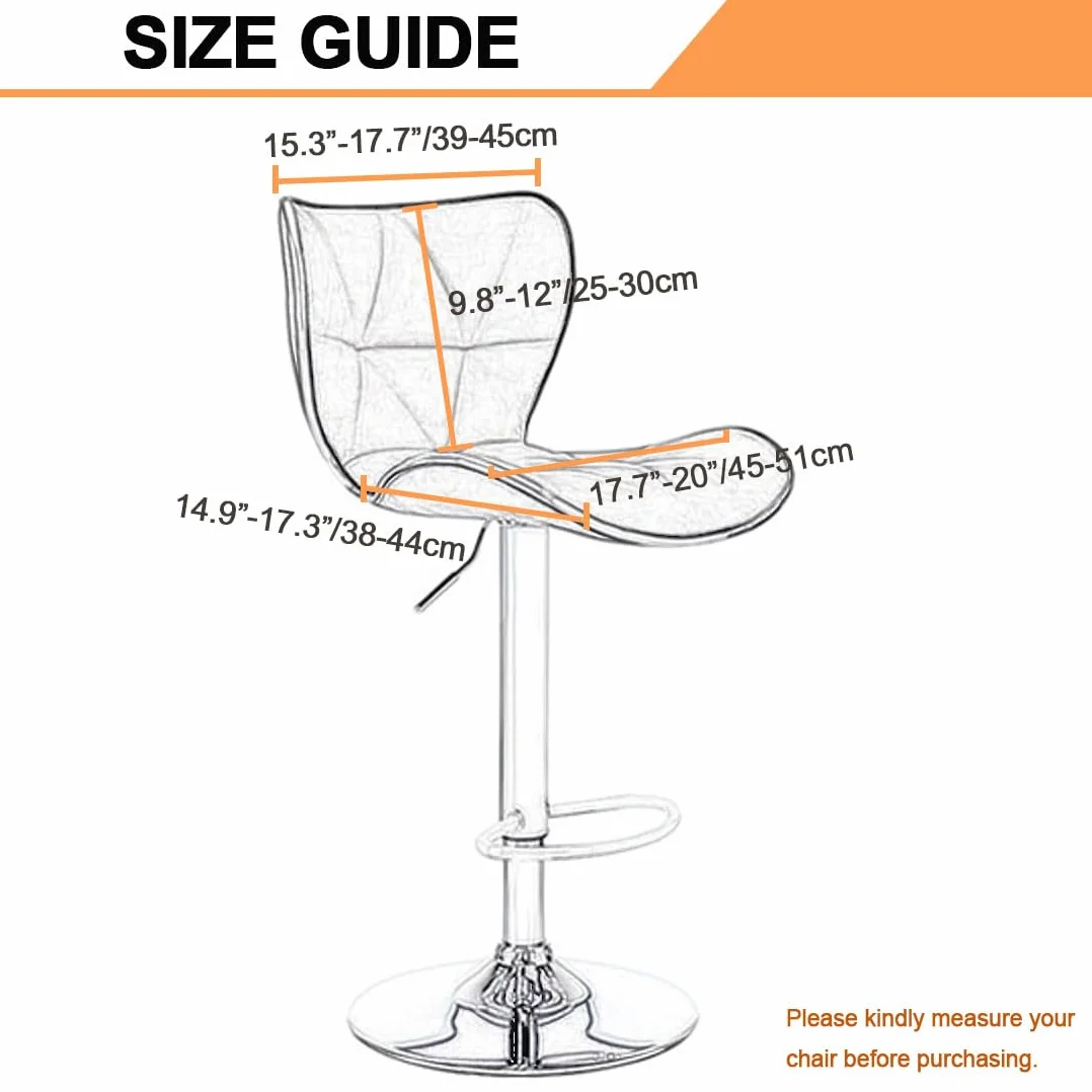 Levoberg Housse de Tabouret de Bar Incurvé Extensible avec Dossier Couverture Rotatif 4 Pièces