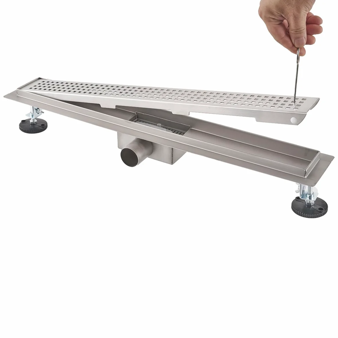 Caniveau de Douche 90cm Vidange en Acier Inoxydable avec Filtre, Conception Anti-Odeur