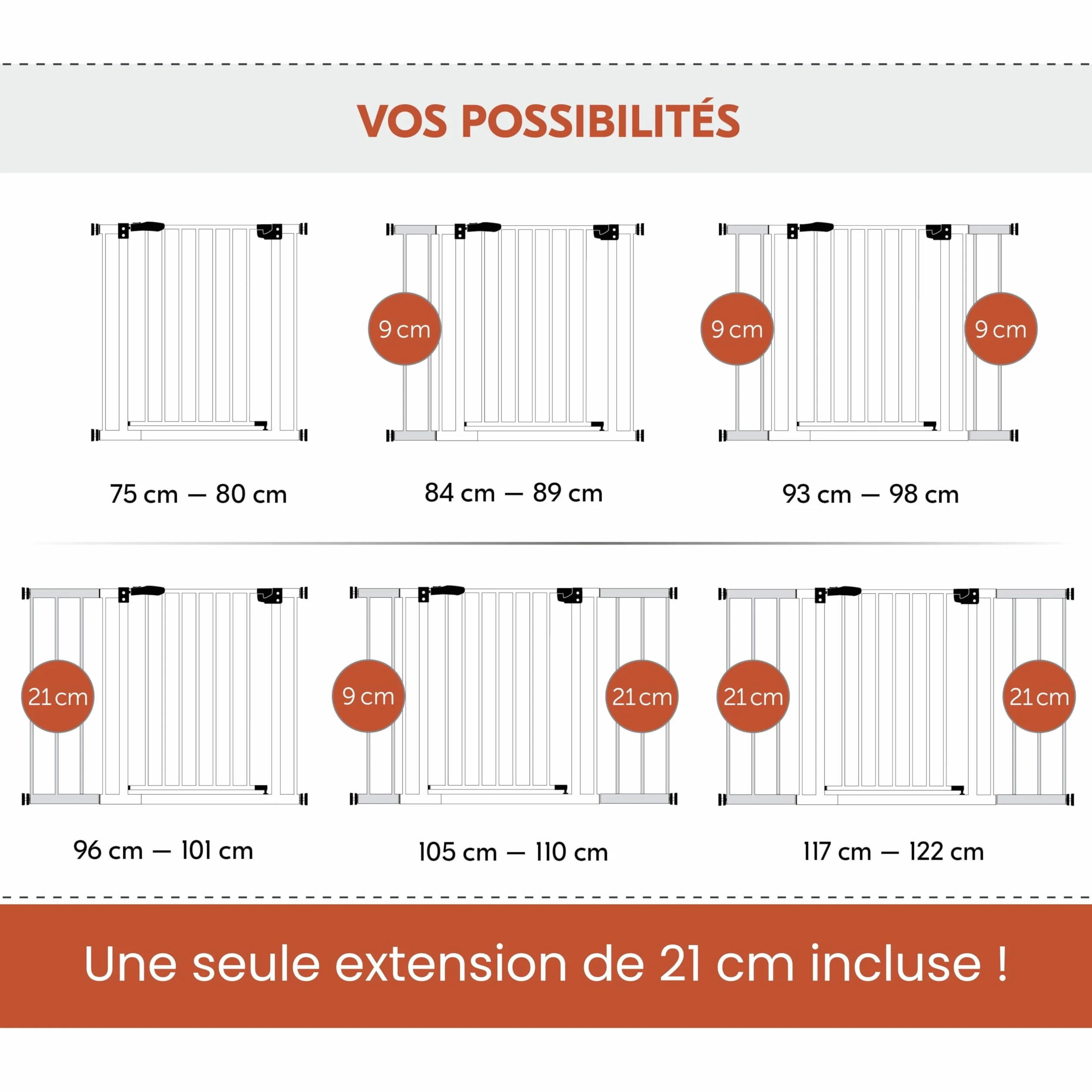 Hauck Barriere de Securite Enfant et Chien Open N Stop 2 Extension 21 cm 96–101 cm 77 cm Blanc