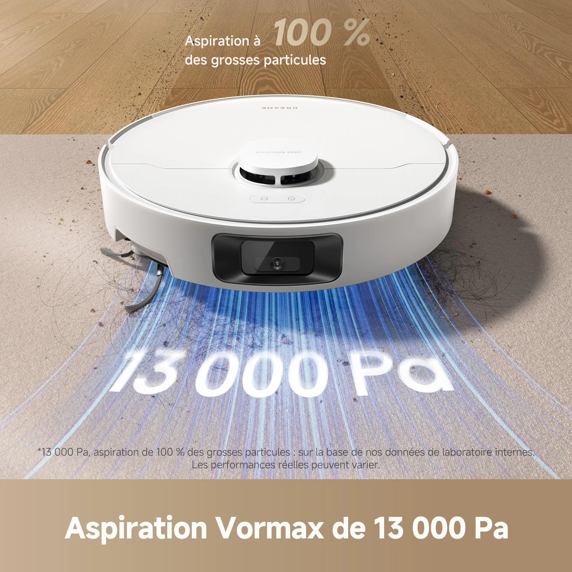 dreame D20 Pro Plus Robot Aspirateur 2-en-1, 13 000 Pa, Double Brosse, Auto-Vidage, Laser Navigation, Capteur Distance, Batterie 5200 mAh