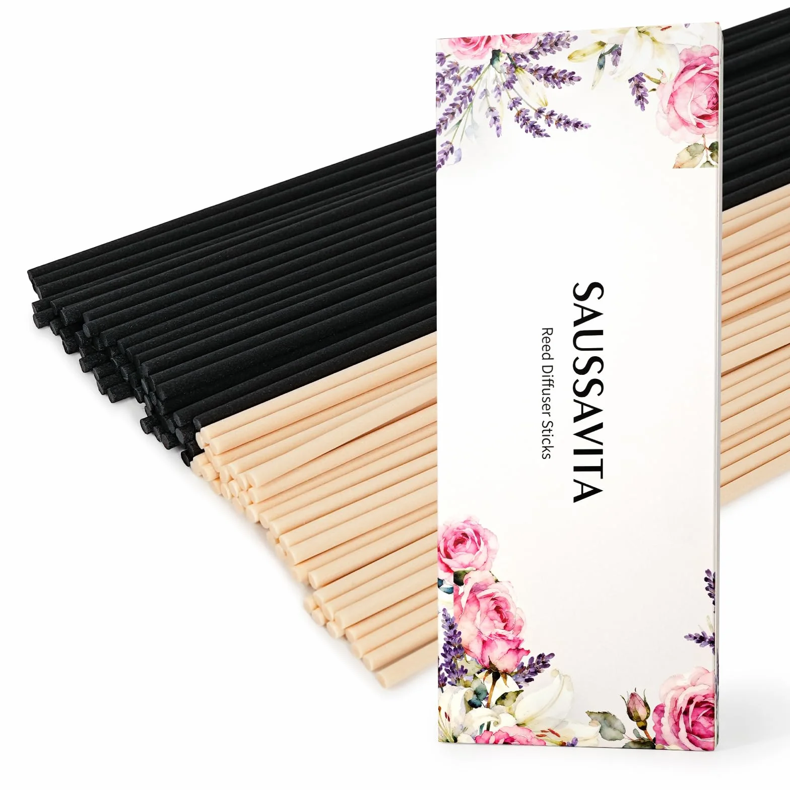 Bâtons de Diffuseur de Roseaux 100 Pièces, Couleur Bois Noir et Naturel