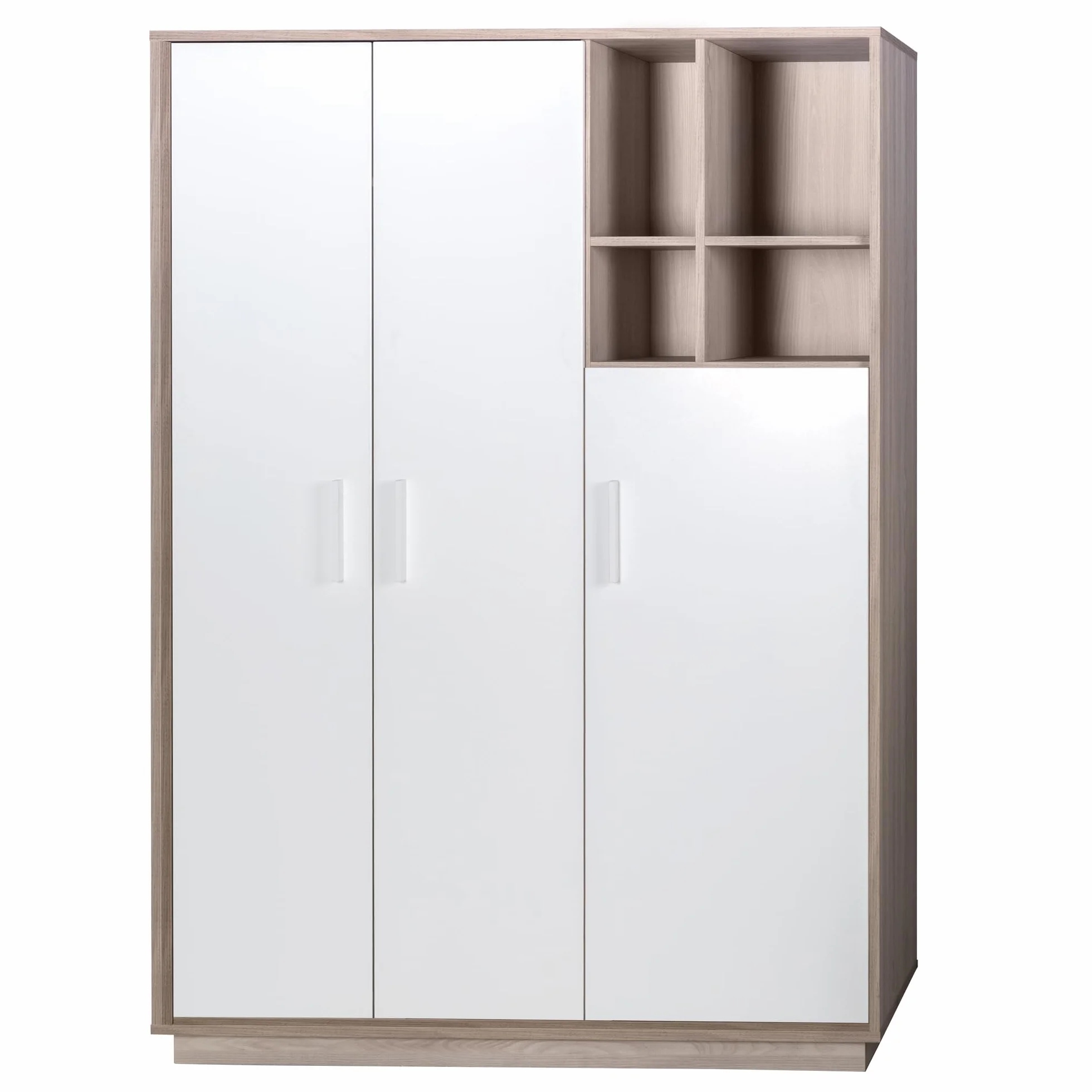 Chambre Bébé Complète Olaf Lit Évolutif 70 x 140 cm Commode à Langer Armoire 3 Portes Blanc Décor Bois