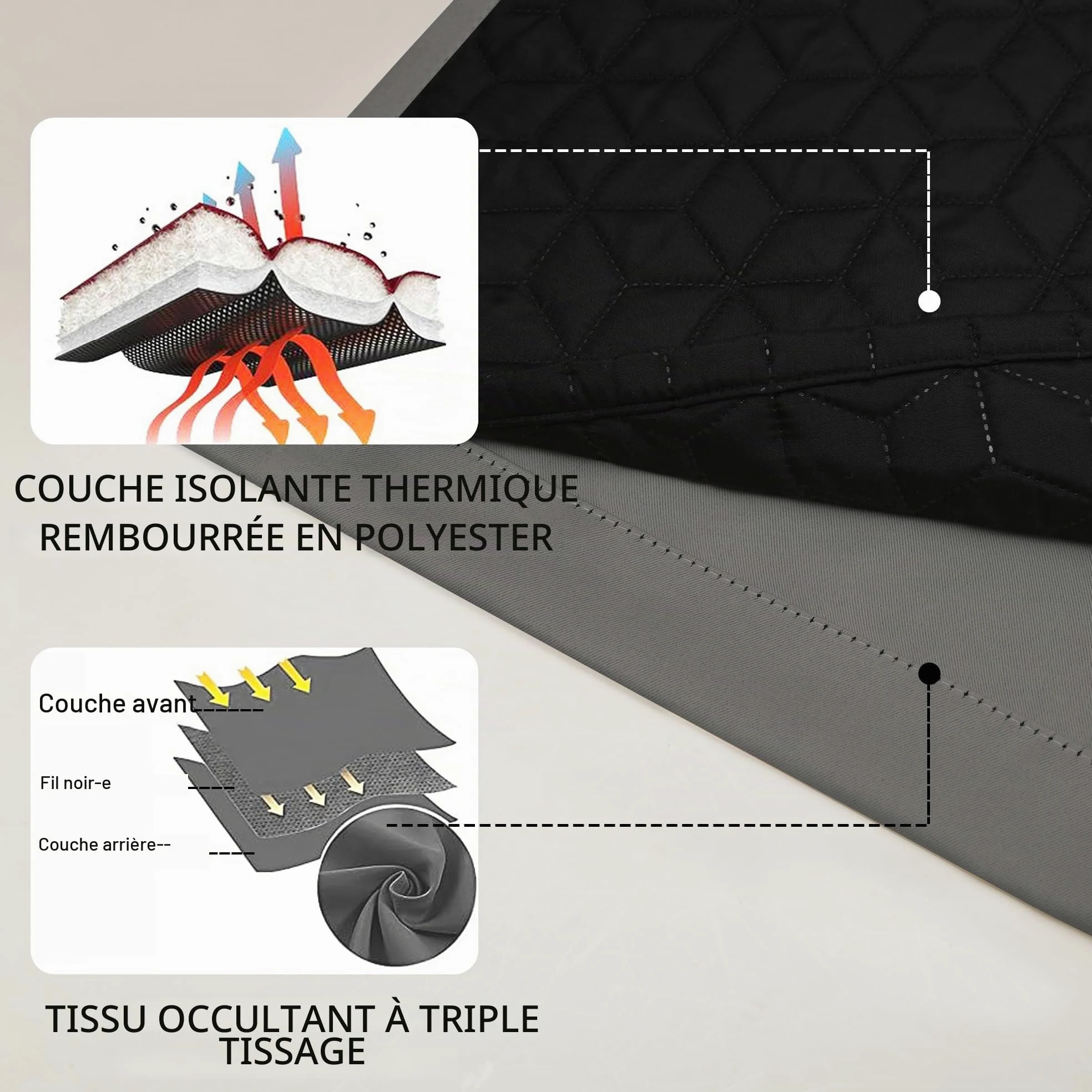 DWCN Rideau Thermiques Isolant Anti Froid et Chaleur 140 x 260 CM,Double 100% Occultant Epais Rideaux de Porte Oeillets, Gris, Lot de 1