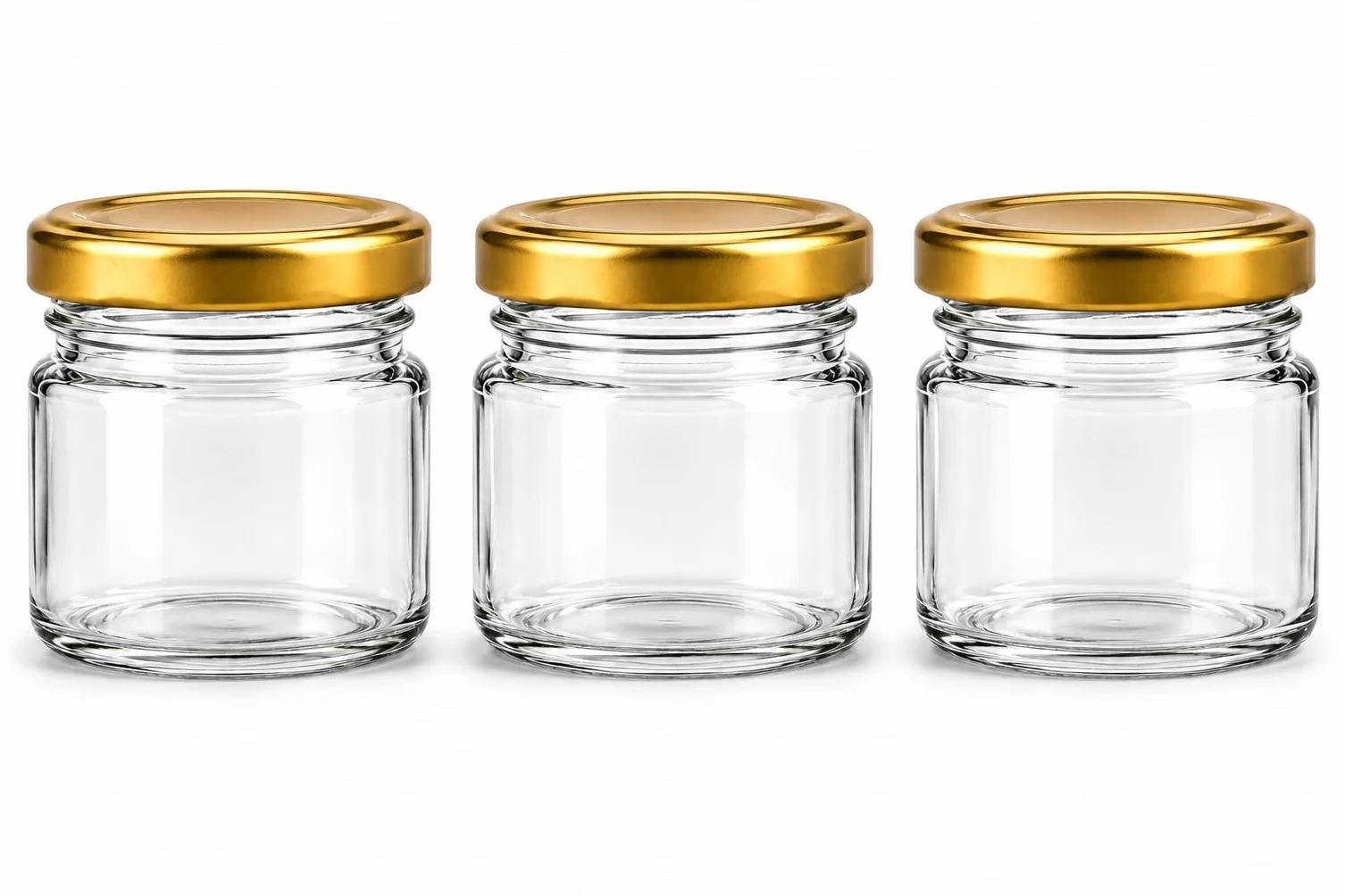 Mini Pots en Verre 40 ml à Épices avec Couvercle à Visser, Lot de 100 Bocaux Ronds à Confiture et Miel (Couvercles Dorés)
