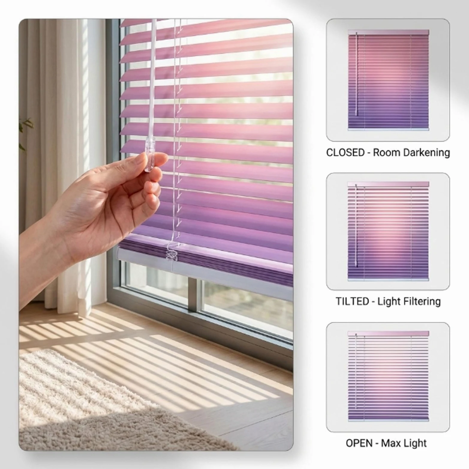 Store Vénitien Fenêtres en Aluminium, Store Vénitien en pour et Portes de 40 à 160 de Largeur, pour Maison Bureau Salle de Bain fenêtre(Light Purple,W:50 x H:160cm)