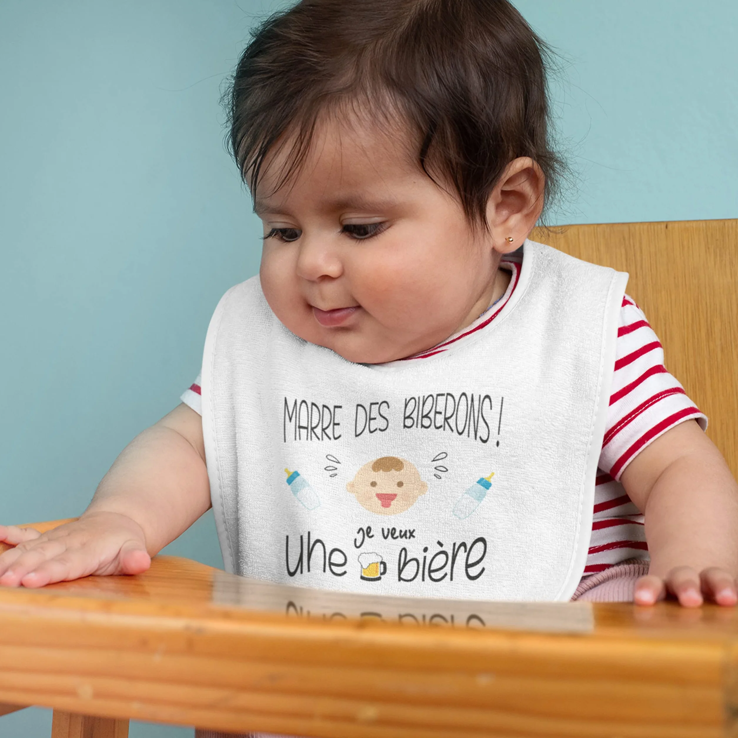 Grand Bavoir Bébé Avec Pochette Cadeau Humour Blanc Taille Unique