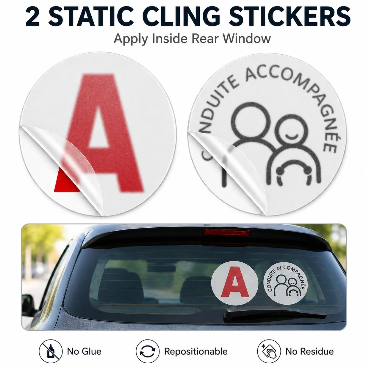 Autocollant Disque A 15cm Conduite Accompagnée Statique pour Jeune Conducteur