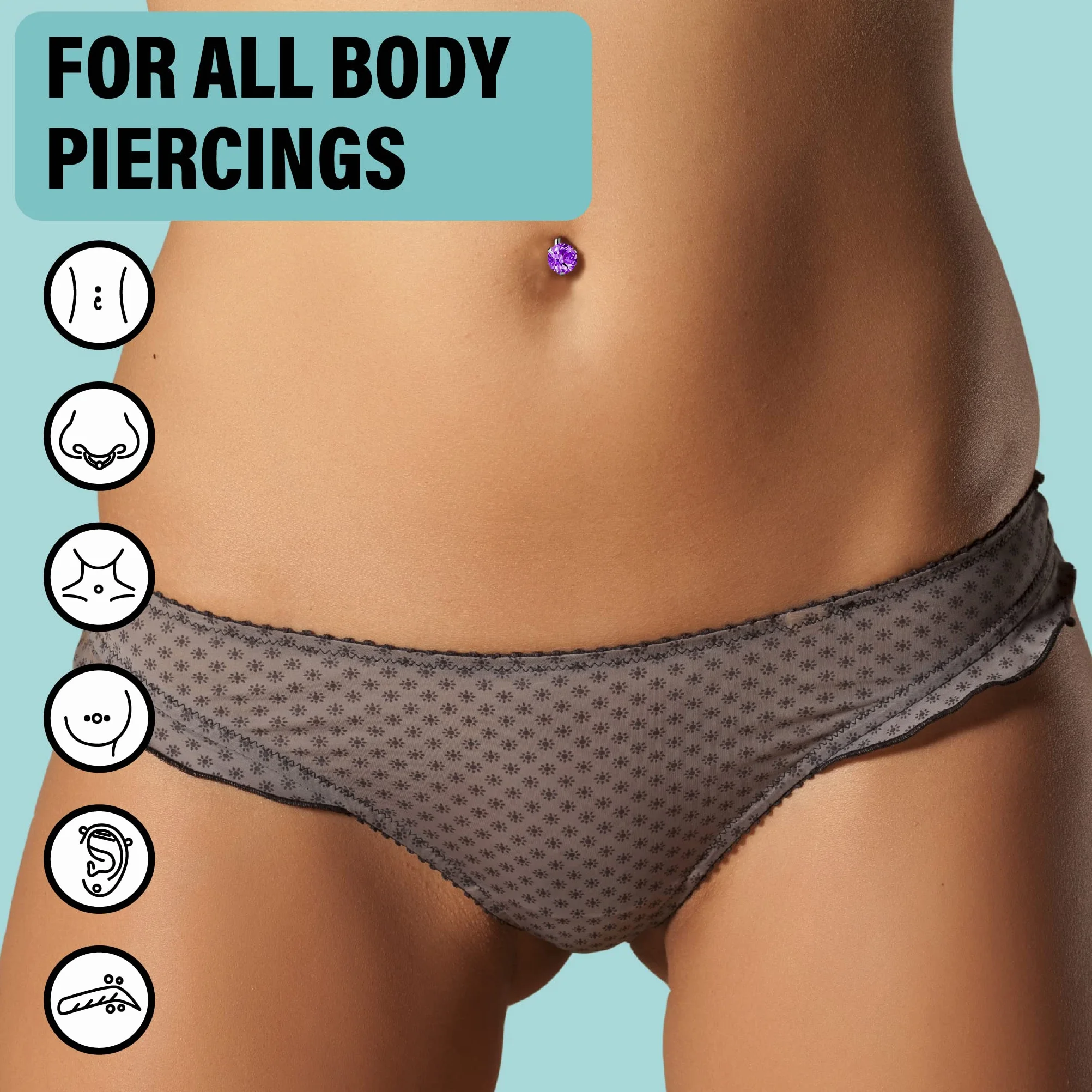 Base Labs Kit D'entretien Piercing Sel De Mer 40 Cotons-Tiges Solution Saline Pour Perçage