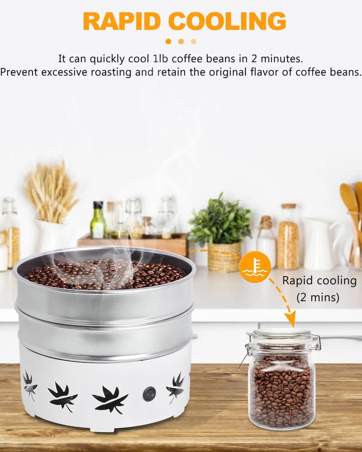 YUCHENGTECH Refroidisseur de Grains de café 500g 220V Filtre à Double Couche