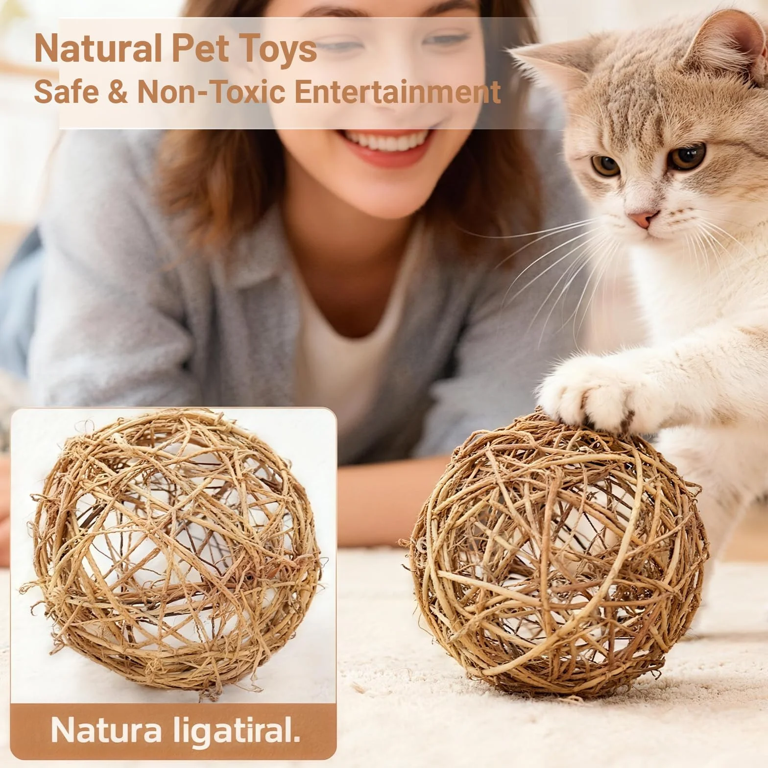 Lot de 12 boules en rotin naturel à suspendre 7,6 cm remplissage de vase loisirs créatifs décoration