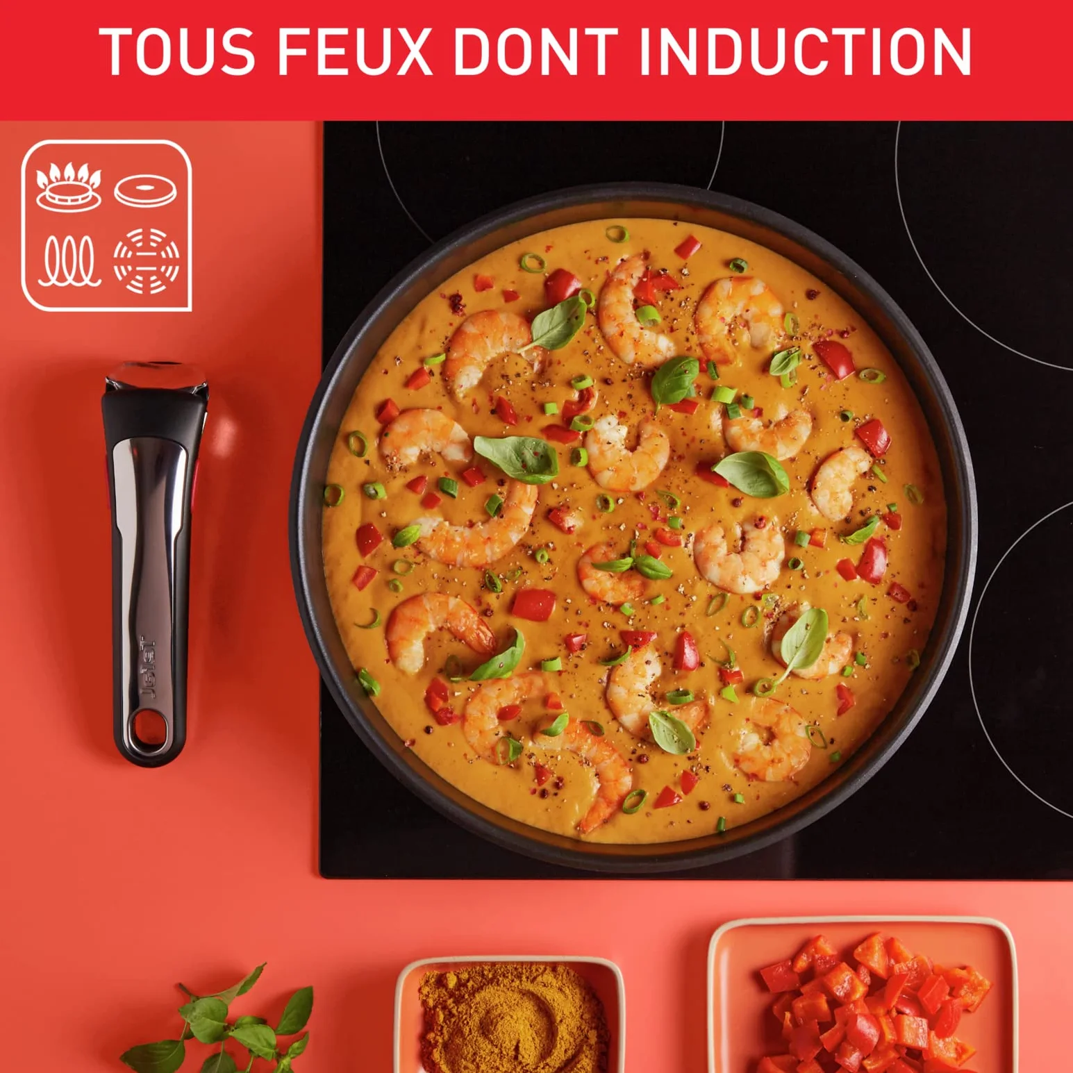 Tefal Ingenio Sauteuse 24 cm Induction Antiadhésif Acier Inoxydable Fabriqué en France