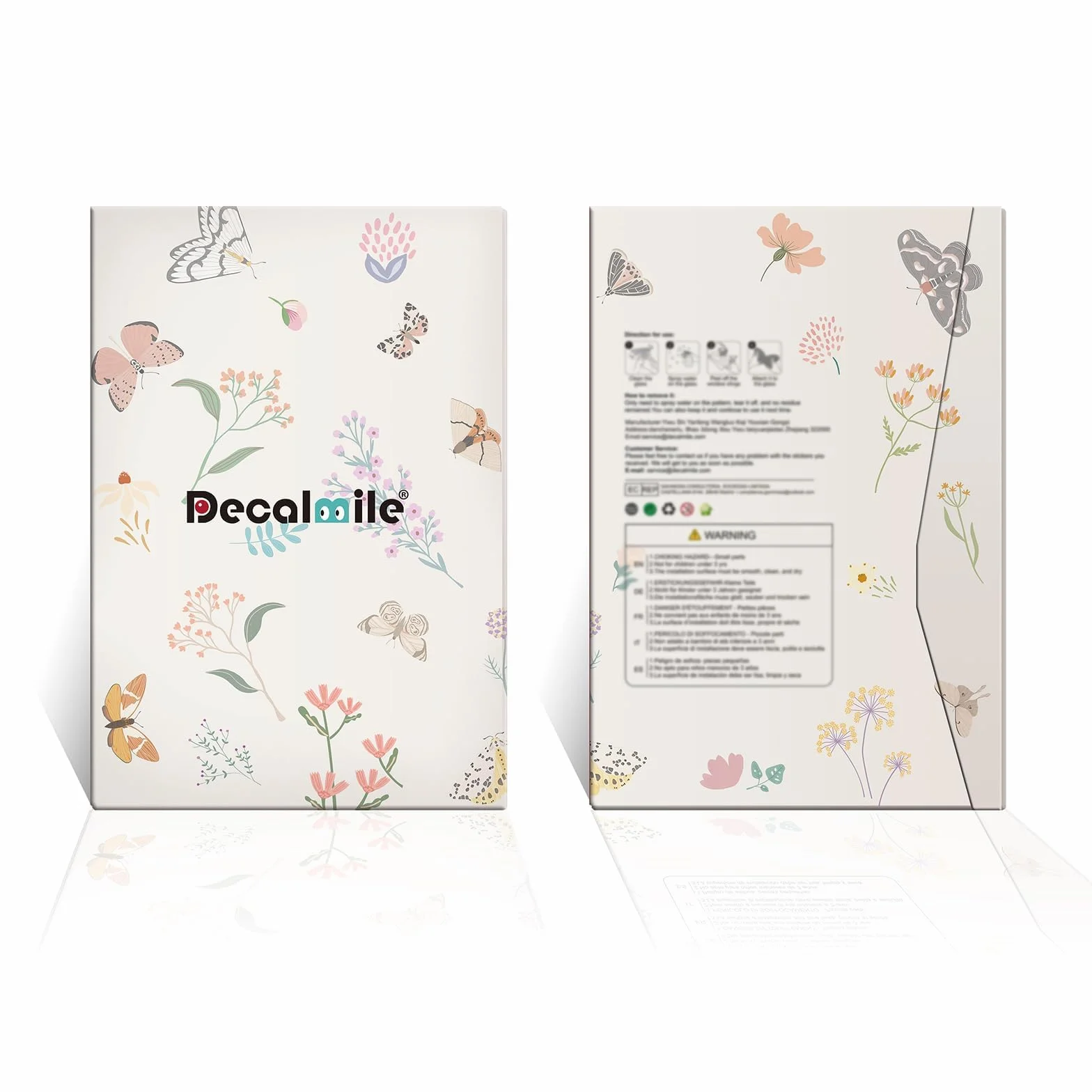 Decalmile Autocollants Fenêtre Fleur de Jardin Anti-Collision Stickers Floral Papillon Tournesol